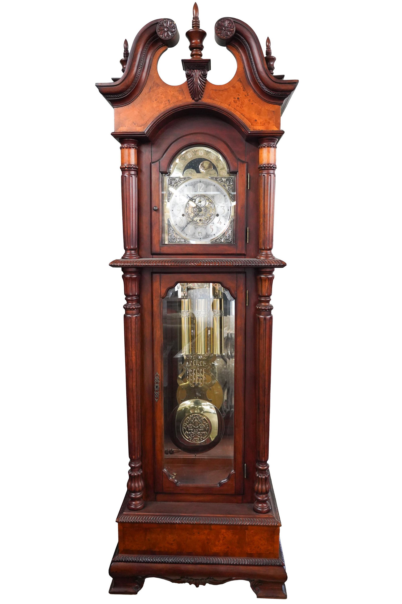AUZENIER-BENZ STAINED MAHOGANY TALL CASE CLOCK (1 of 8)