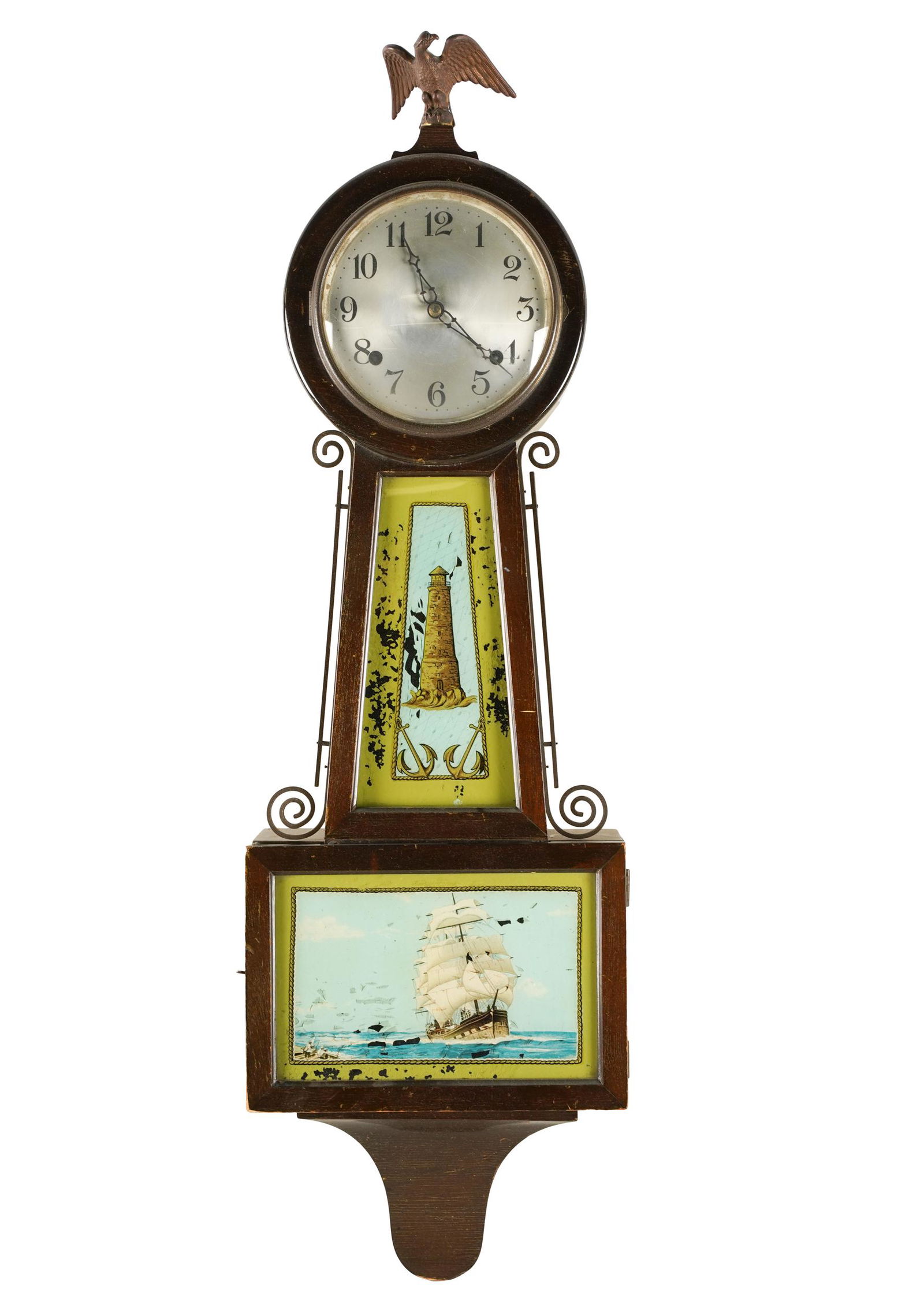 AMERICAN EGLOMISE BANJO CLOCK (1 of 8)