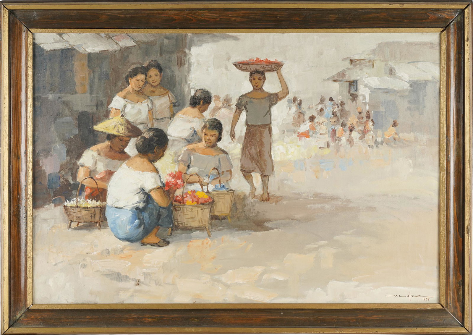 CRISPIN V. LOPEZ (1903 - 1985): VILLAGE SCENE (1 of 7)