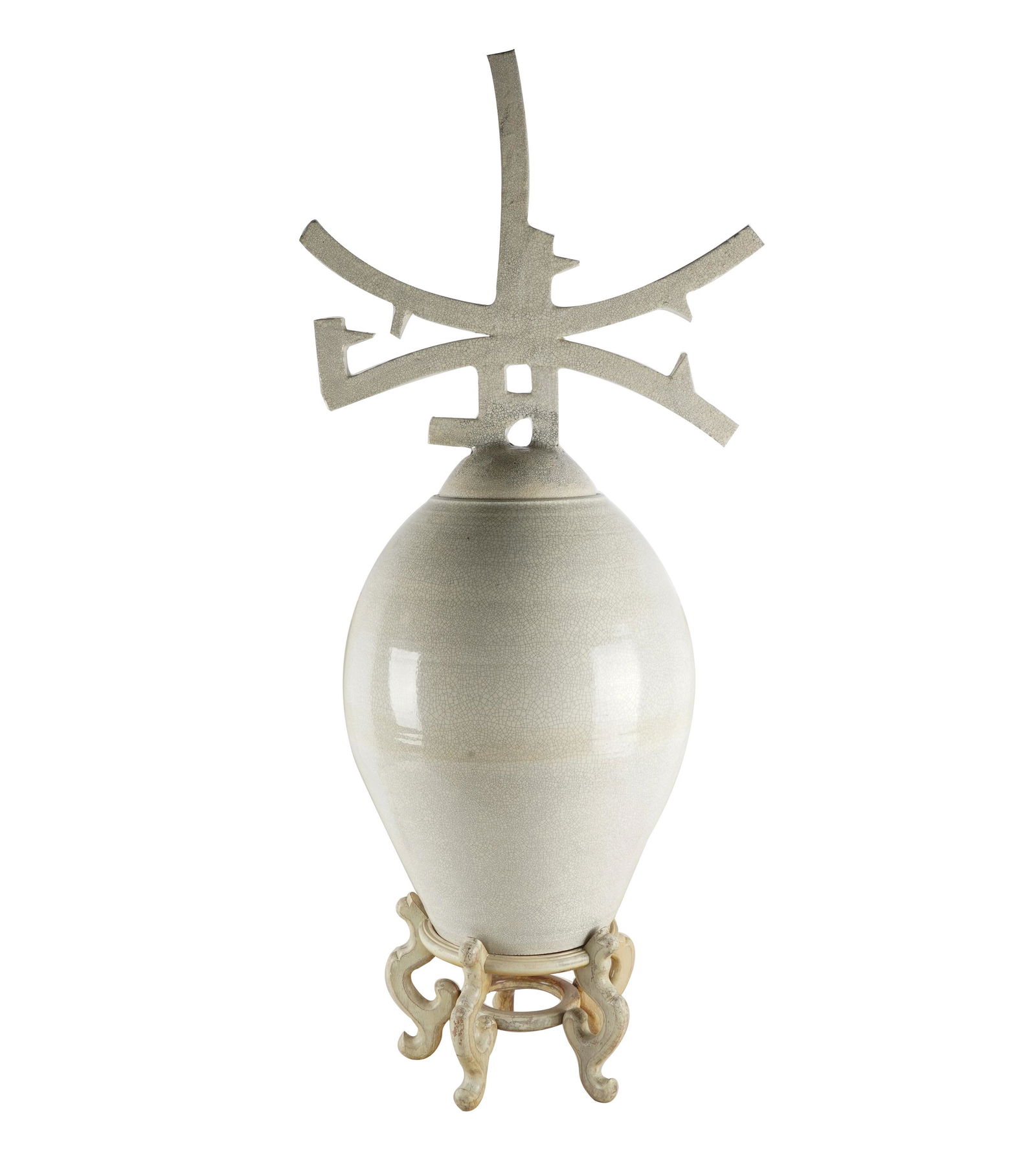 LARGE CRACKLEWARE POTTERY JAR (1 of 9)