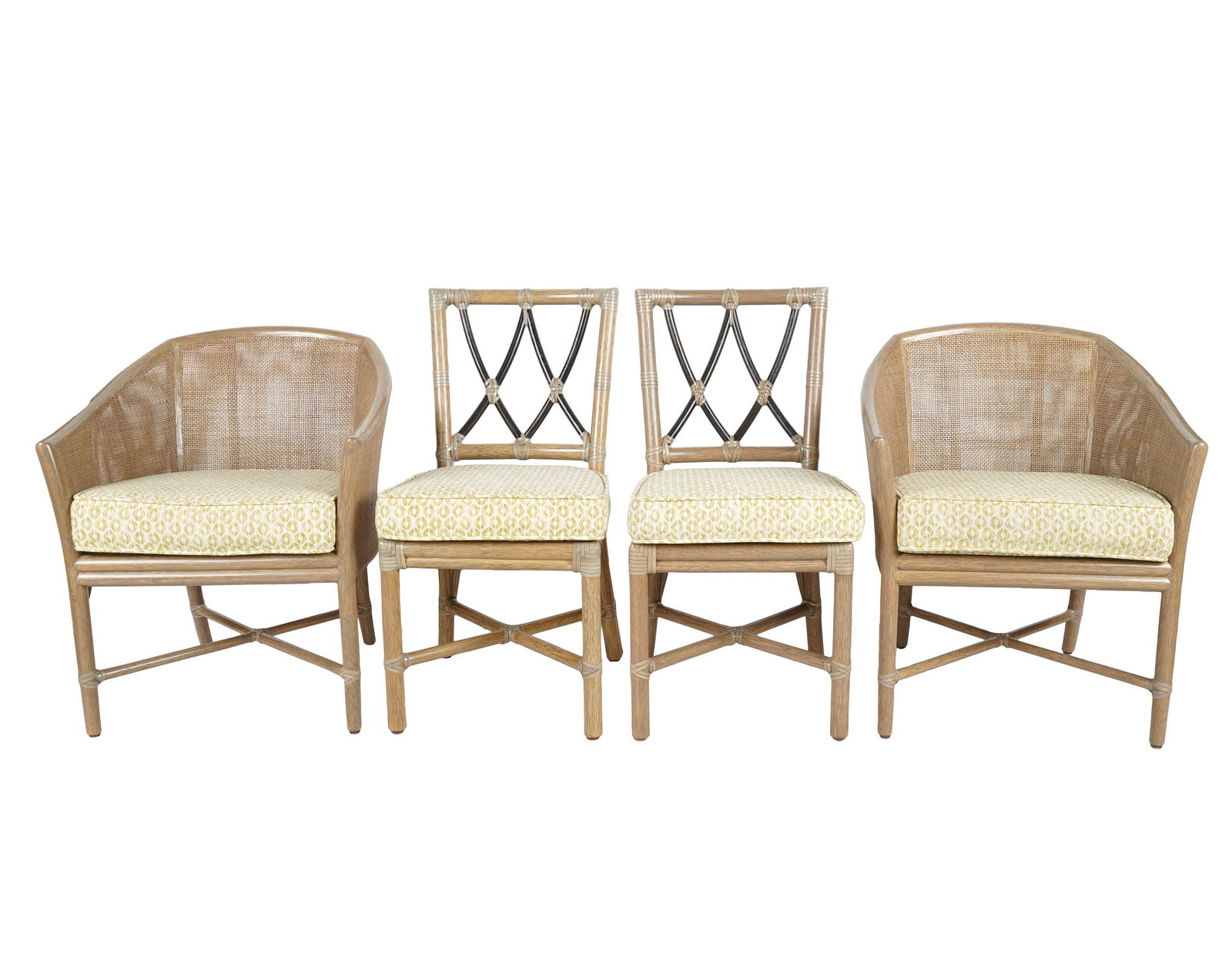 TWO PAIRS OF MCGUIRE RATTAN CHAIRS (1 of 9)