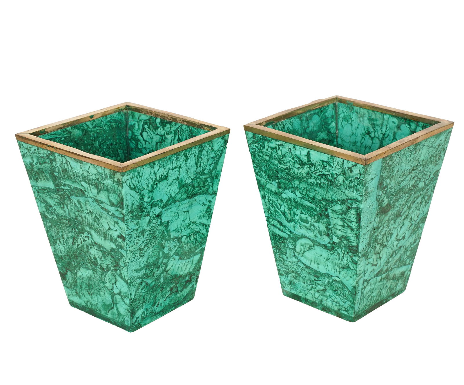PAIR OF MALACHITE PLANTERS (1 of 7)