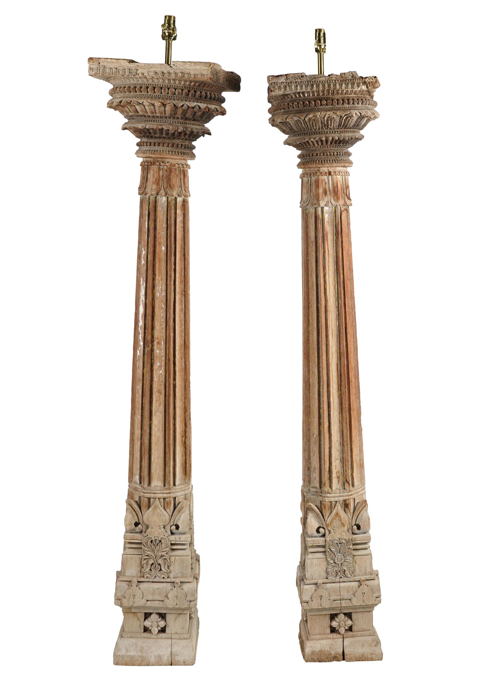 PAIR OF CARVED WOOD COLUMNS (1 of 10)