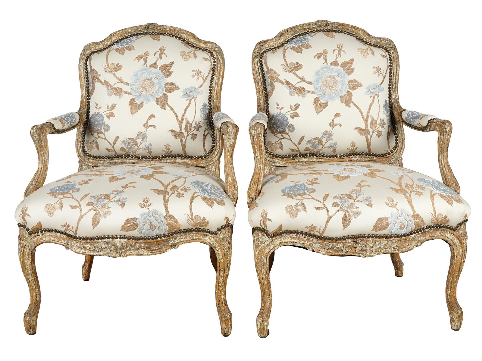 PAIR OF LOUIS XV STYLE ARMCHAIRS (1 of 8)
