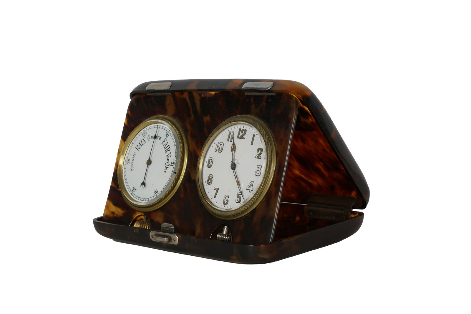 ENGLISH SILVER MOUNTED ACRYLIC 8-DAY CONS CLOCK & (1 of 7)
