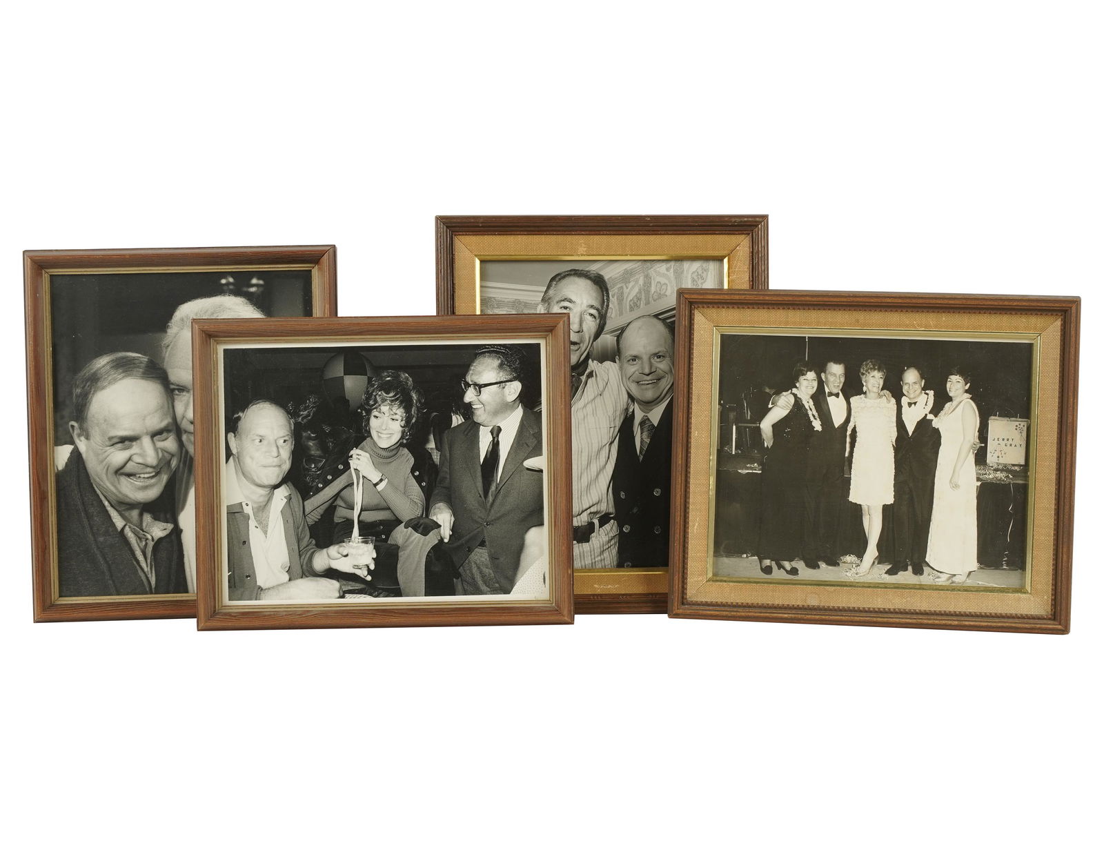 DON RICKLES FOUR VINTAGE CELEBRITY PHOTOS: including Ed Sullivan, Anthony Quinn, Carol O'Connor, Jill St. John and others; O'Connor photo: 11 1/2 x 9 1/2 inches frame;