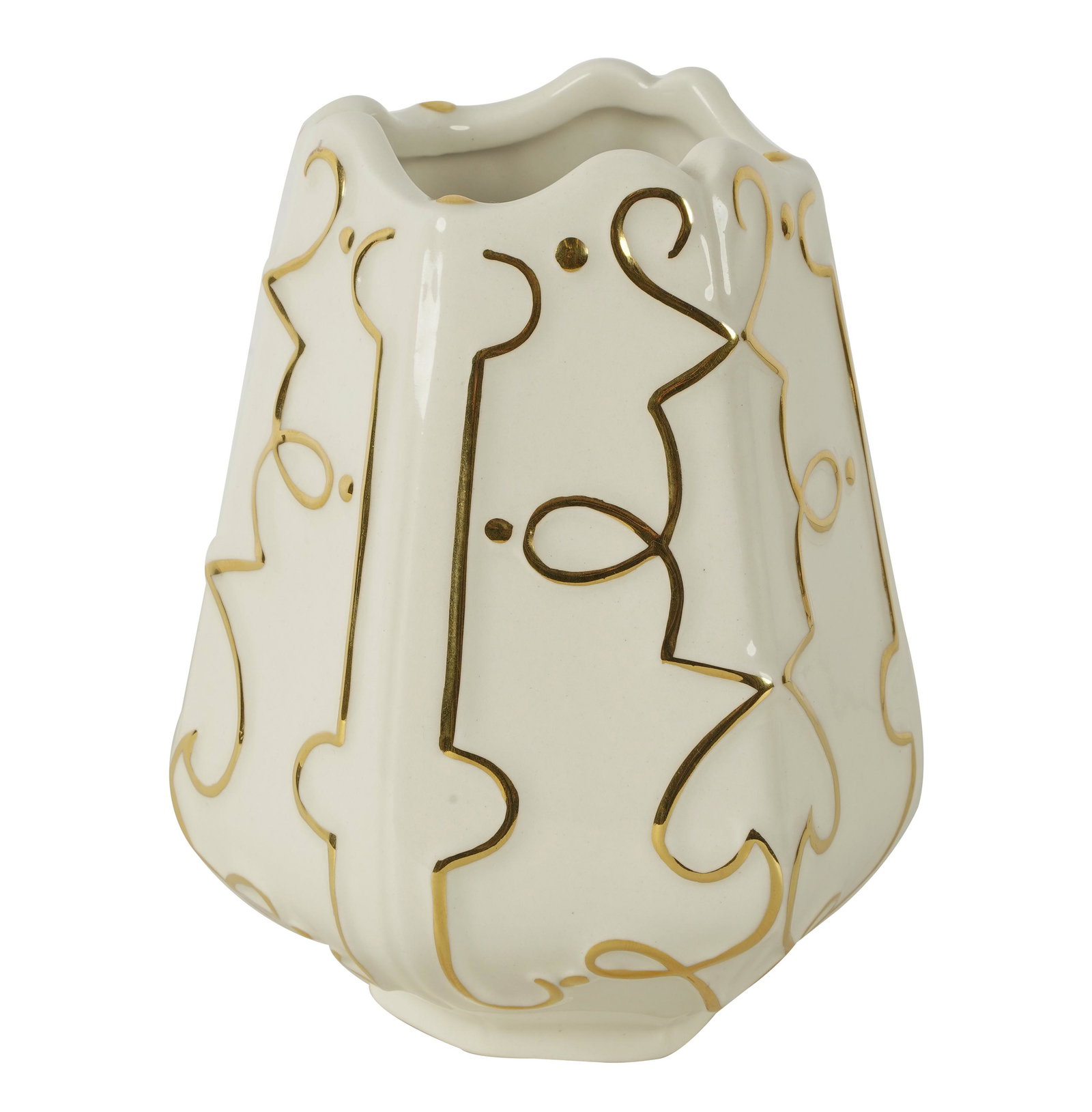 DON RICKLES JONATHAN ADLER WHITE CERAMIC & GILT VASE (1 of 5)