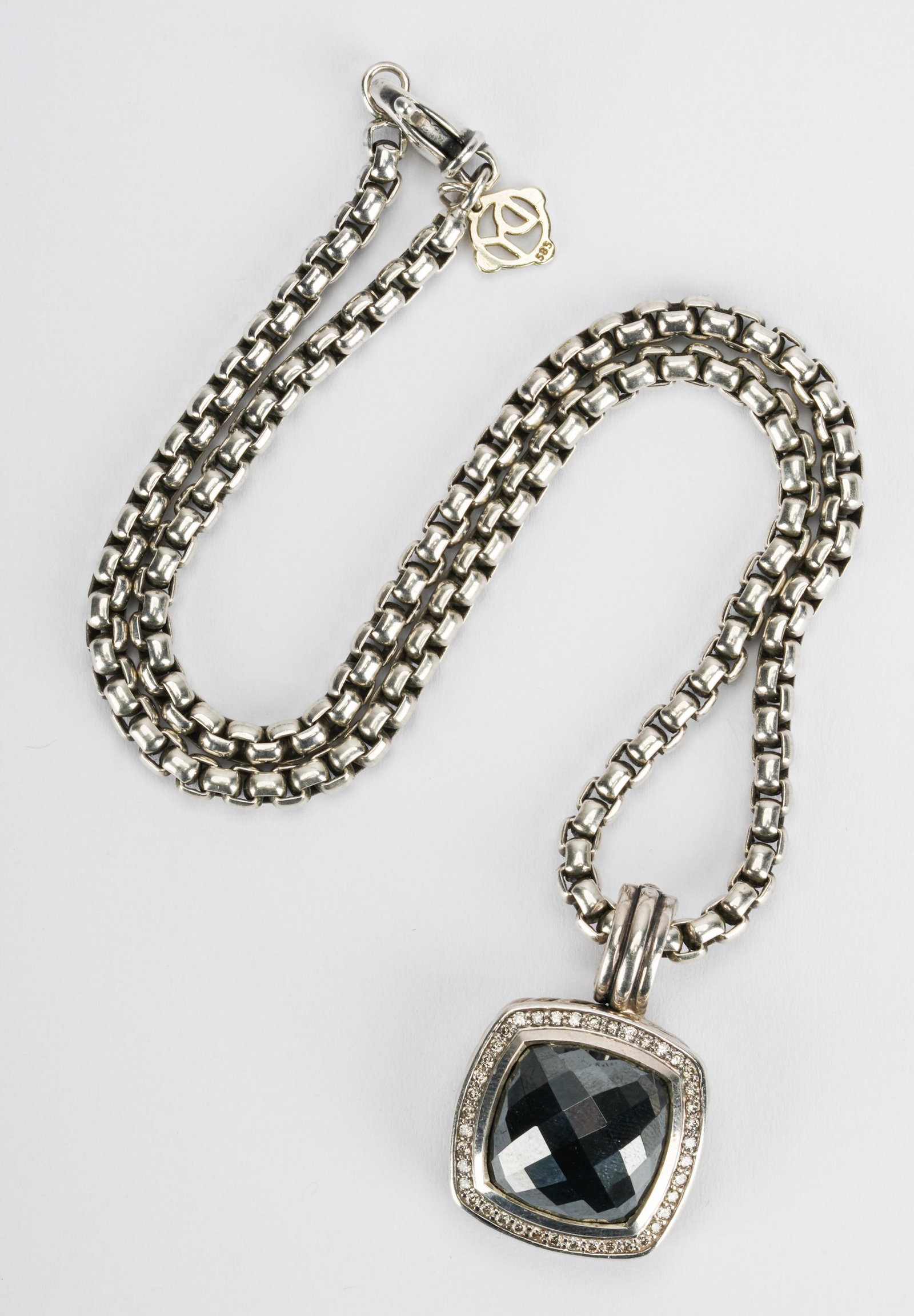 DAVID YURMAN STERLING, DIAMOND, & HEMATITE NECKLACE (1 of 6)