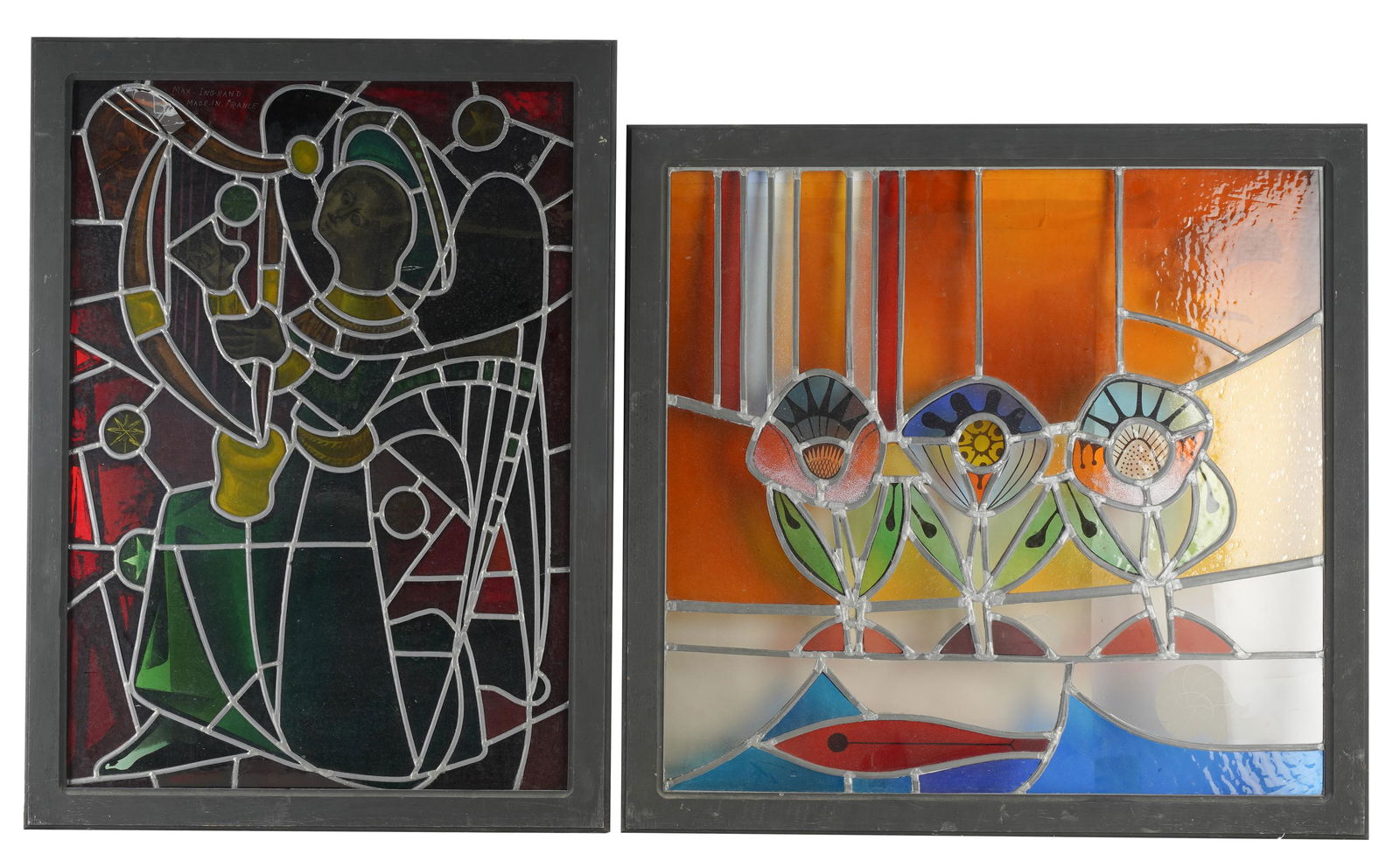 TWO LEADED GLASS PANELS (1 of 8)