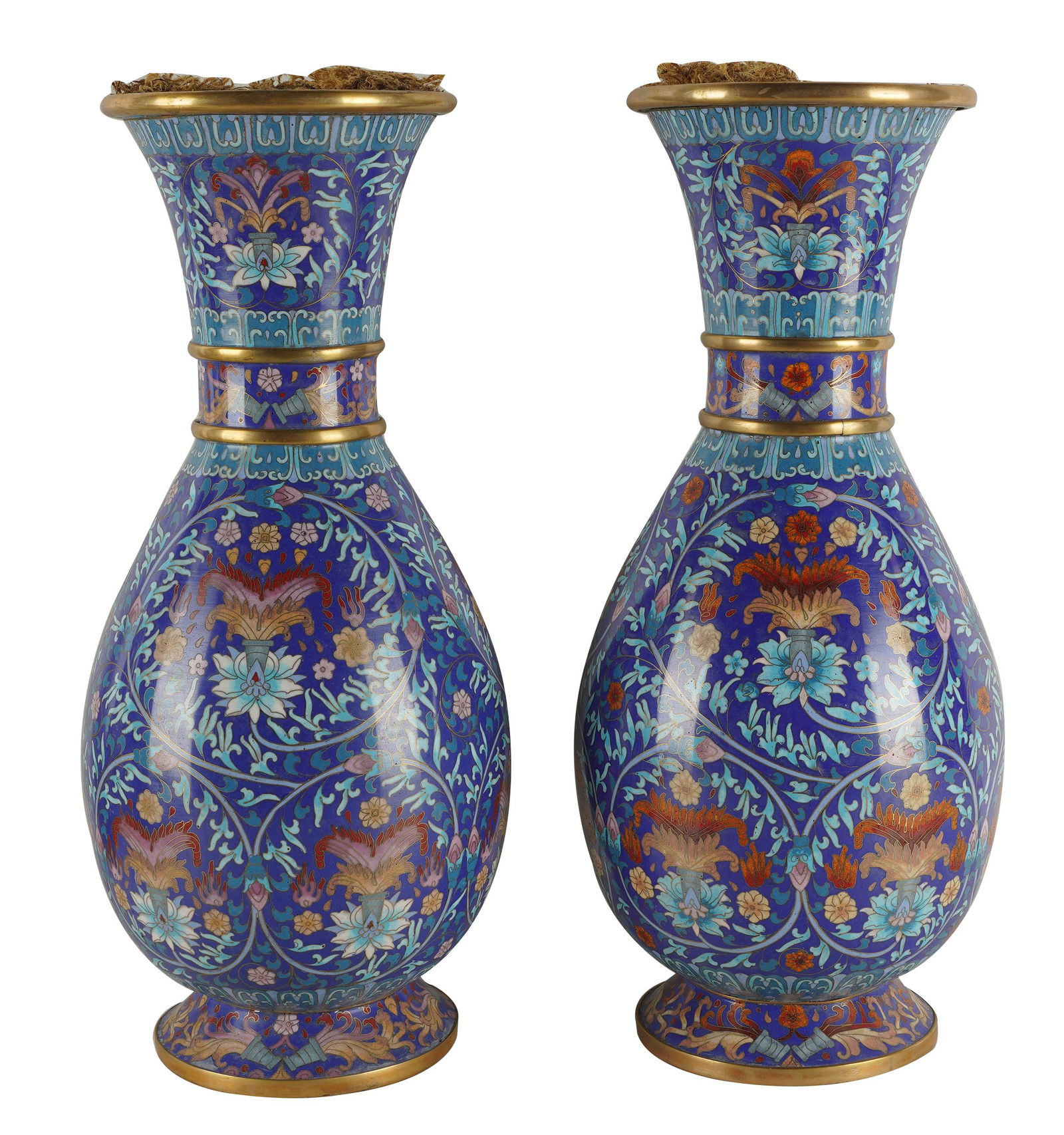 PAIR OF CHINESE CLOISONNE ENAMEL VASES (1 of 10)