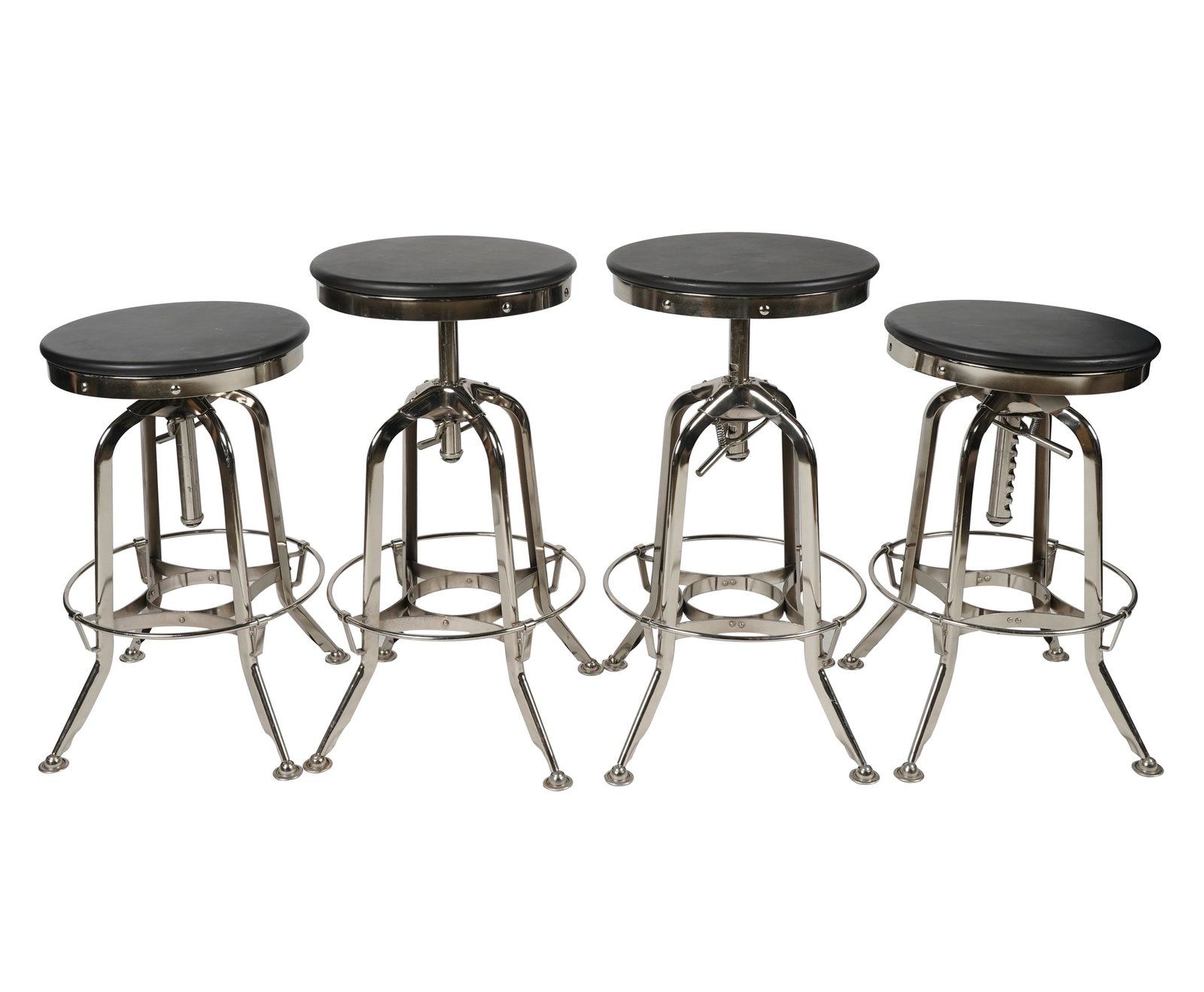 FOUR WOOD & CHROMED METAL BARSTOOLS (1 of 10)