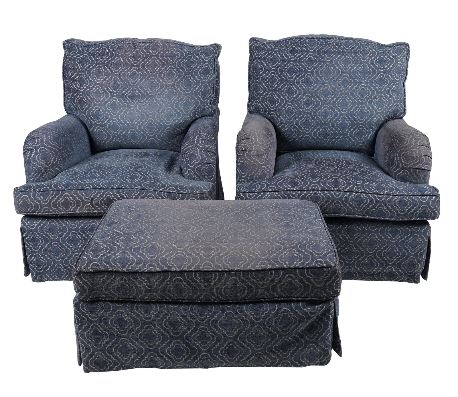PAIR OF CLUB CHAIRS & OTTOMAN (1 of 12)