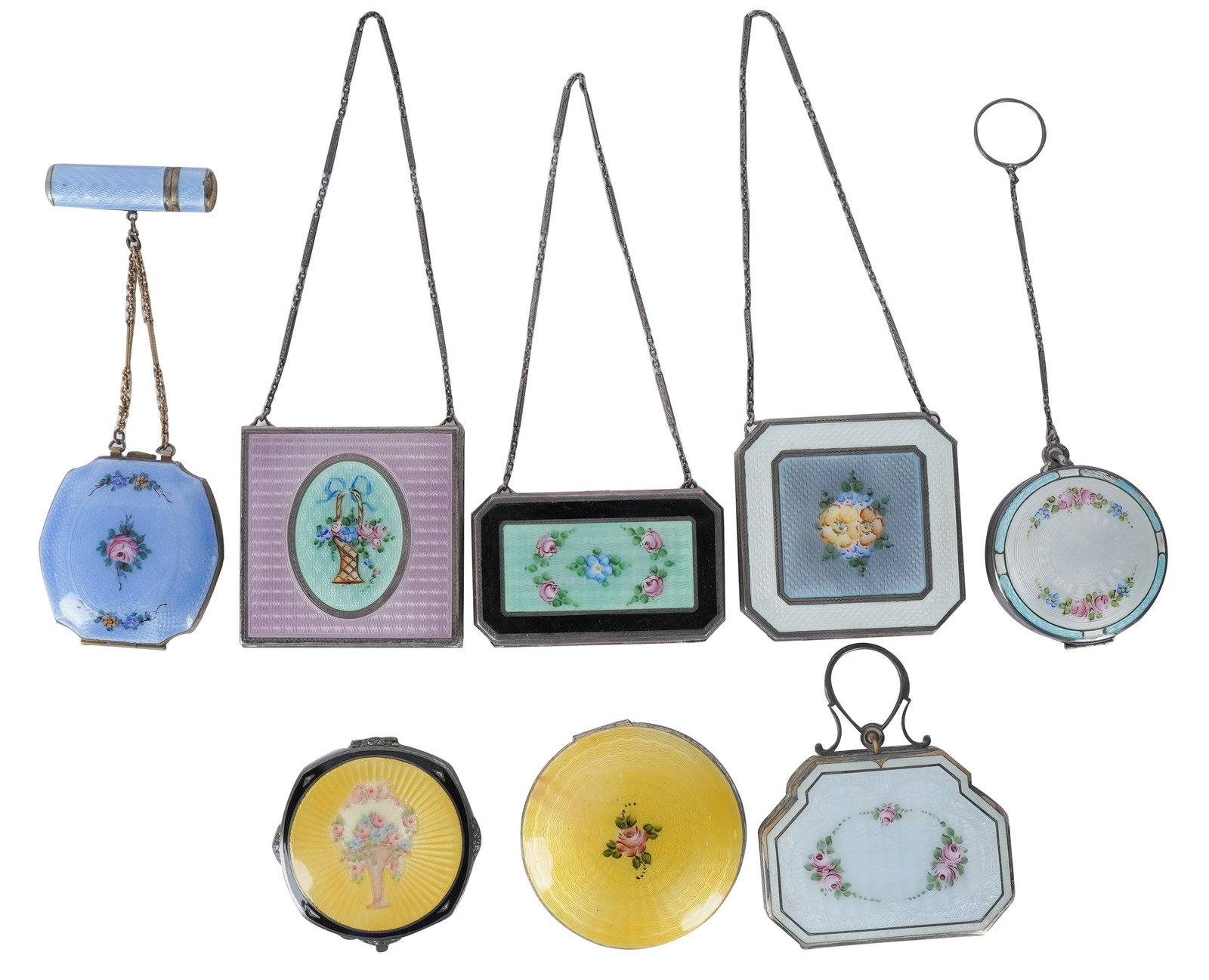 COLLECTION OF GUILLOCHE ENAMEL COMPACTS (1 of 7)