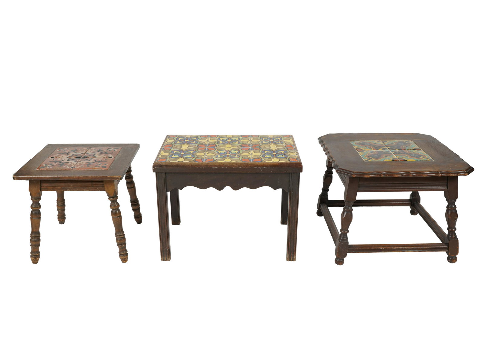 THREE CALIFORNIA TILE-INSET END TABLES (1 of 12)