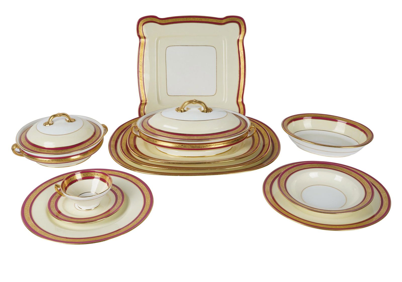MINTONS GILT OVERLAY PORCELAIN TABLE SERVICE (1 of 10)
