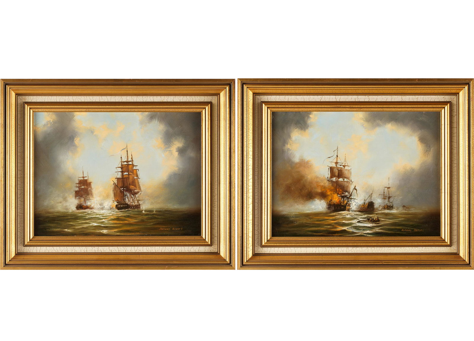 ANTHONY HEDGES: TWO MARINE BATTLE SCENES (1 of 14)