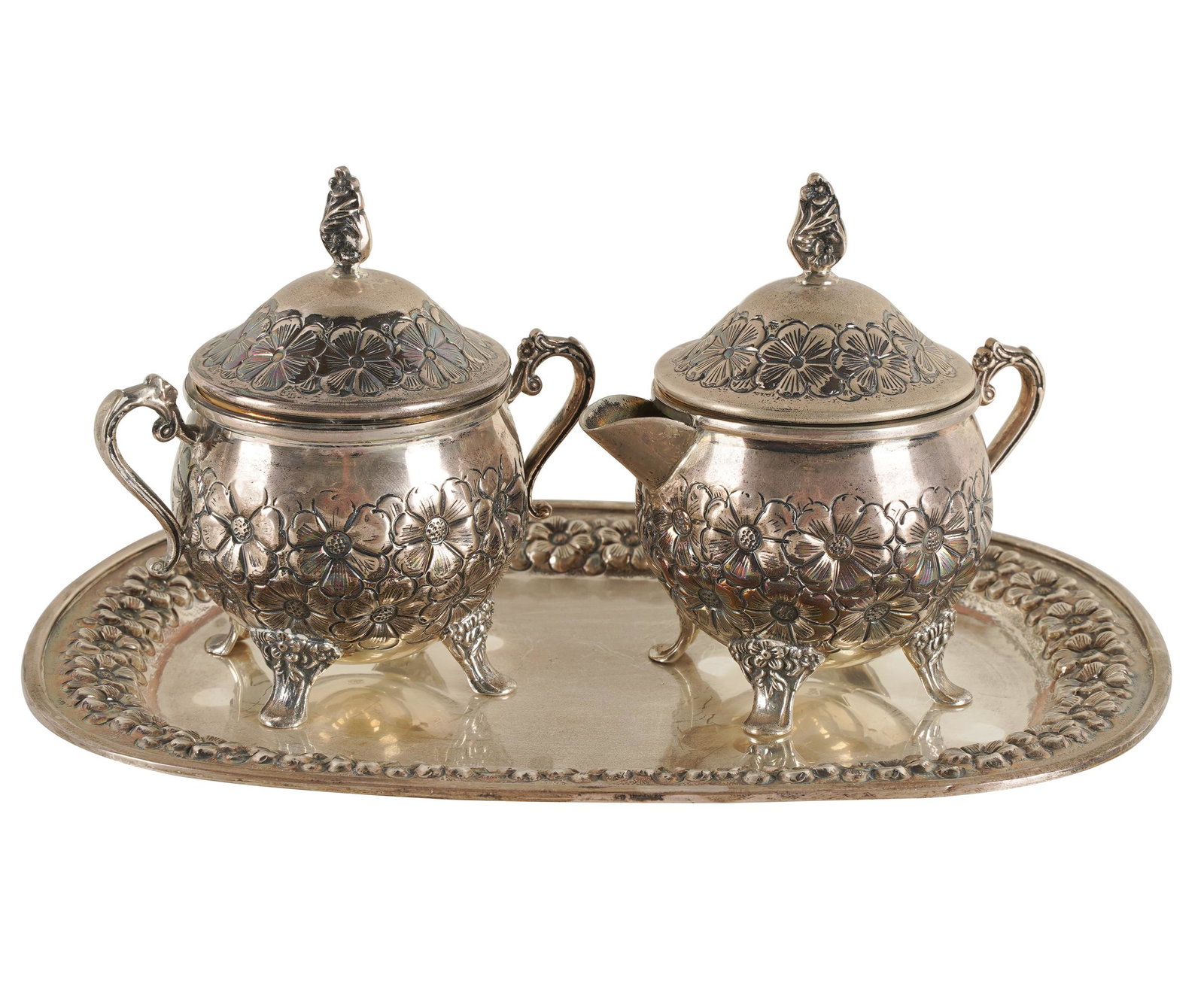 .800 SILVER SUGAR & CREAMER SET (1 of 8)