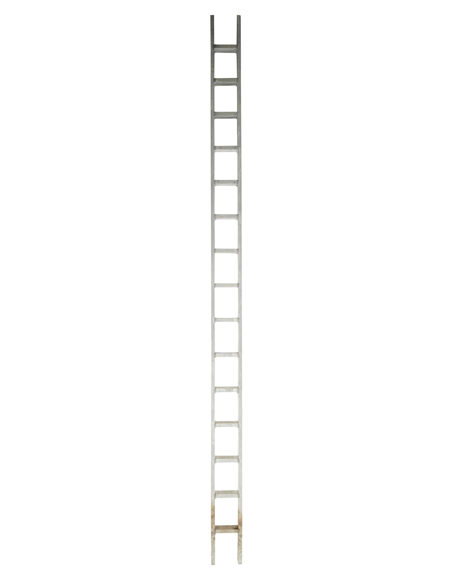JULIE FELDMAN: LADDER: steel; unsigned; inscribed in ink to each rung with text of a letter; Provenance: Chuck Fries, God Father of the Television Movie and Ava Fries Estate, Beverly Hills; 4 inches wide; 1/2 inches deep; 7