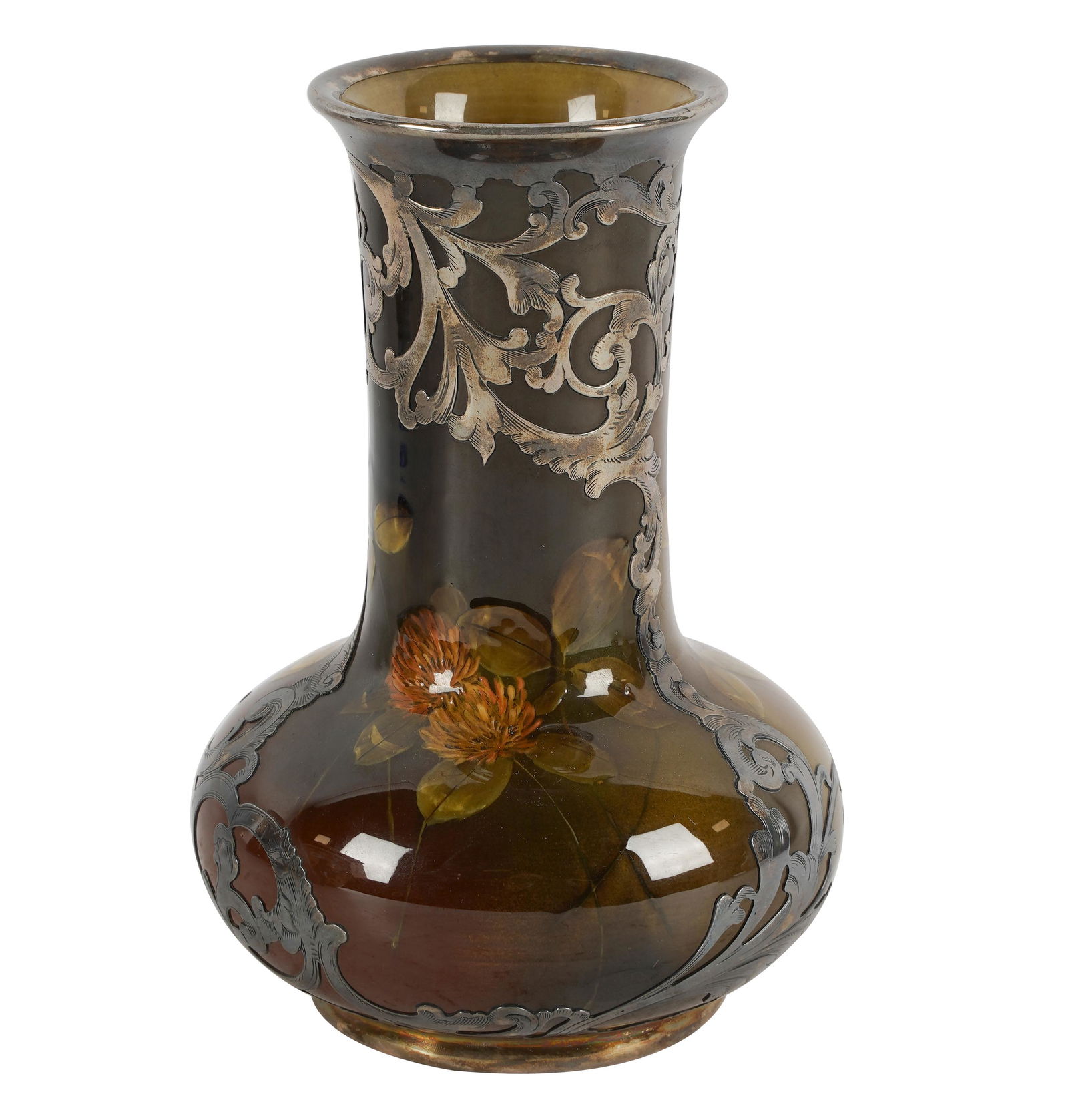 ROOKWOOD / GORHAM OVERLAY POTTERY VASE (1 of 8)