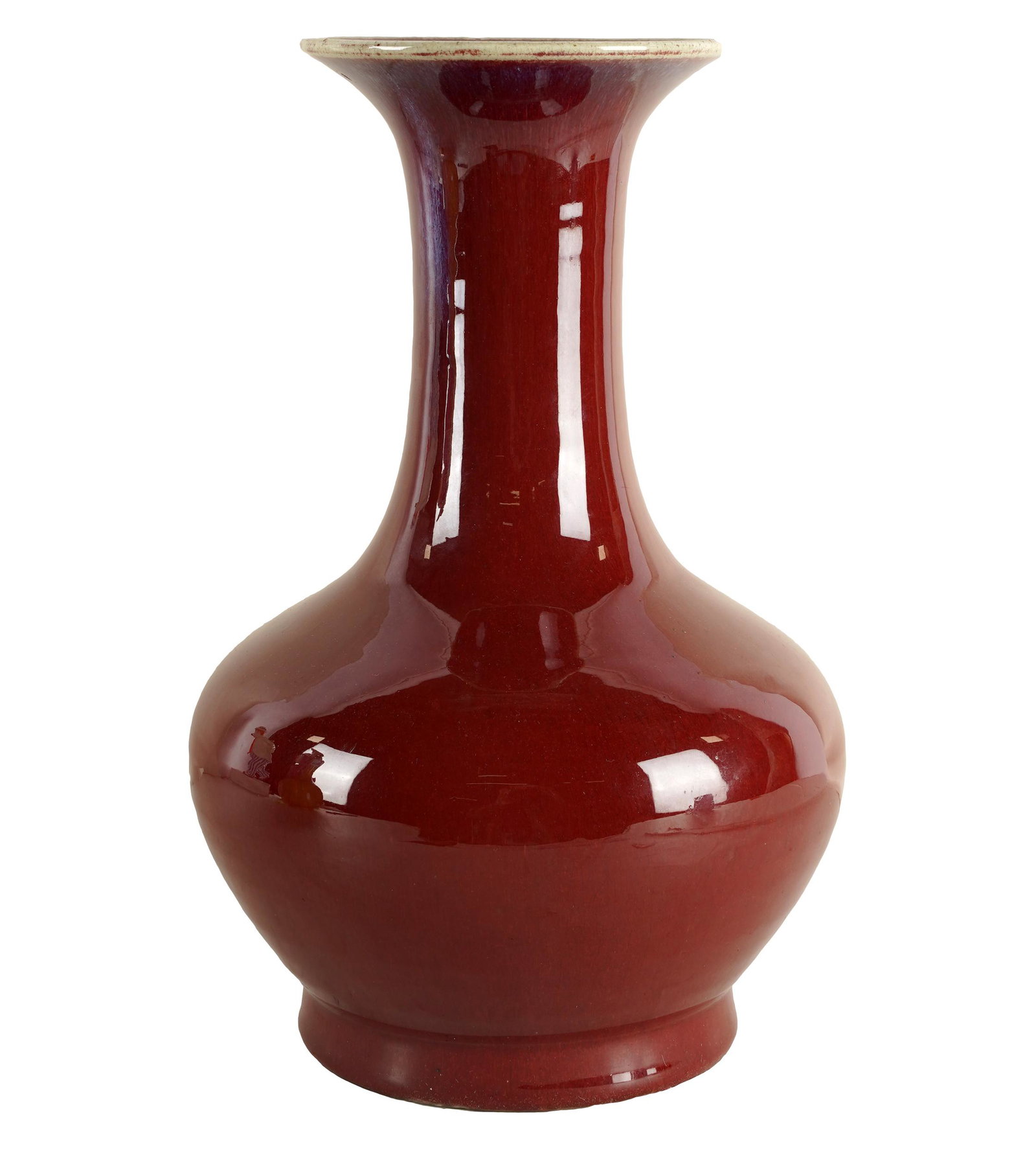 CHINESE SANG DE BOEUF PORCELAIN VASE: unmarked; 13 1/4 inches high