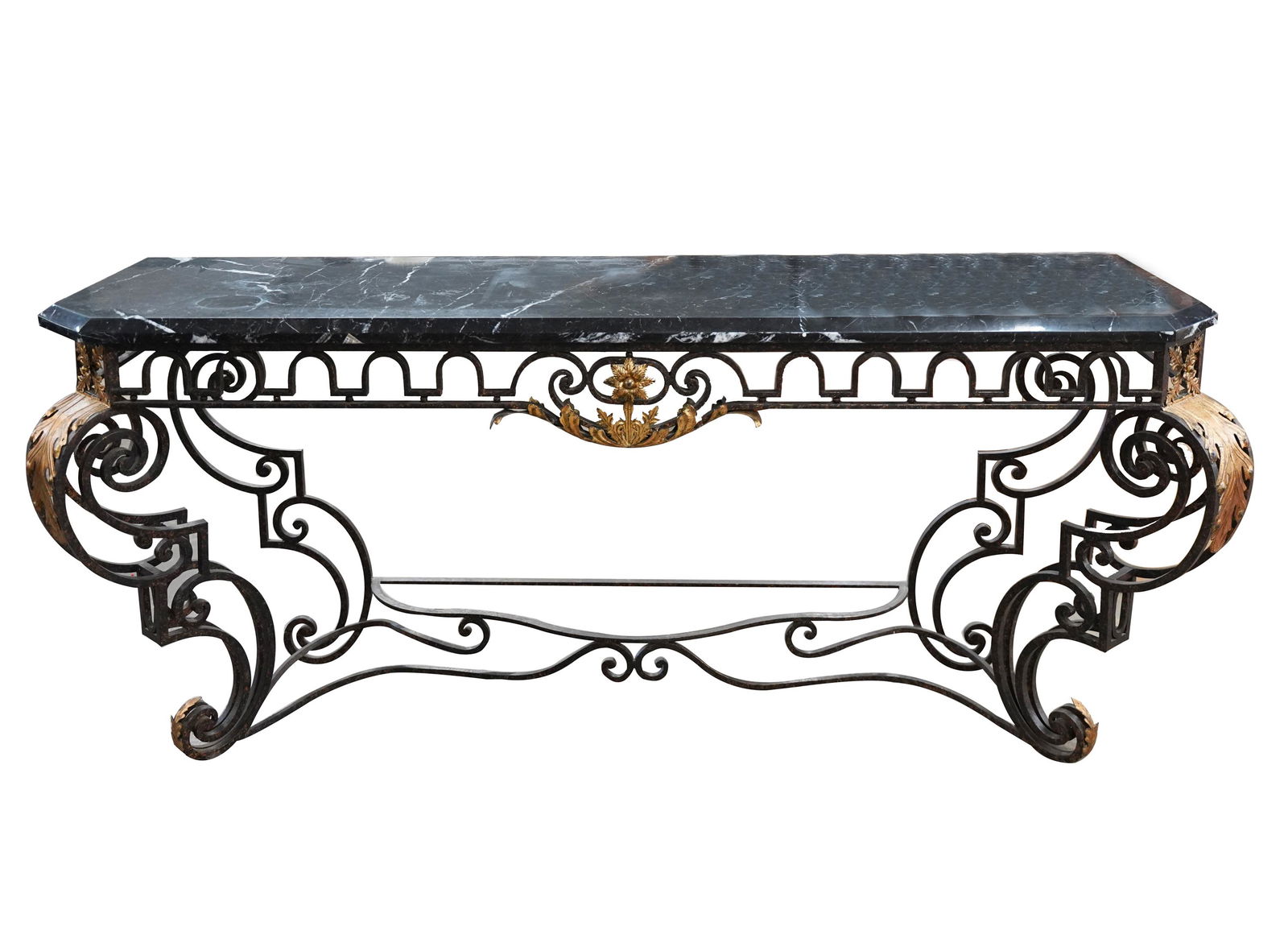 IRON MARBLE-TOP CONSOLE TABLE (1 of 11)