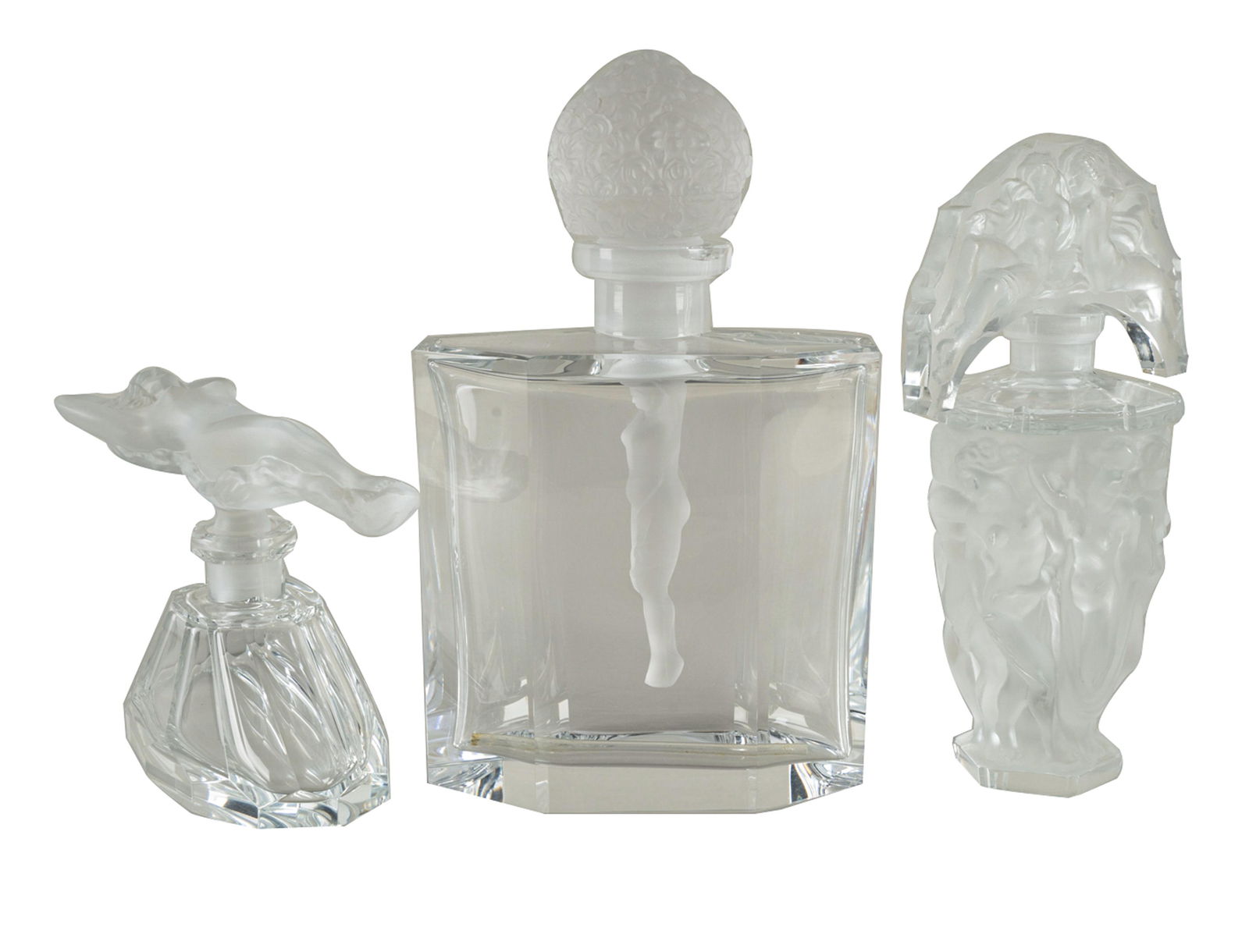 THREE GLASS PERFUME BOTTLES (1 of 9)