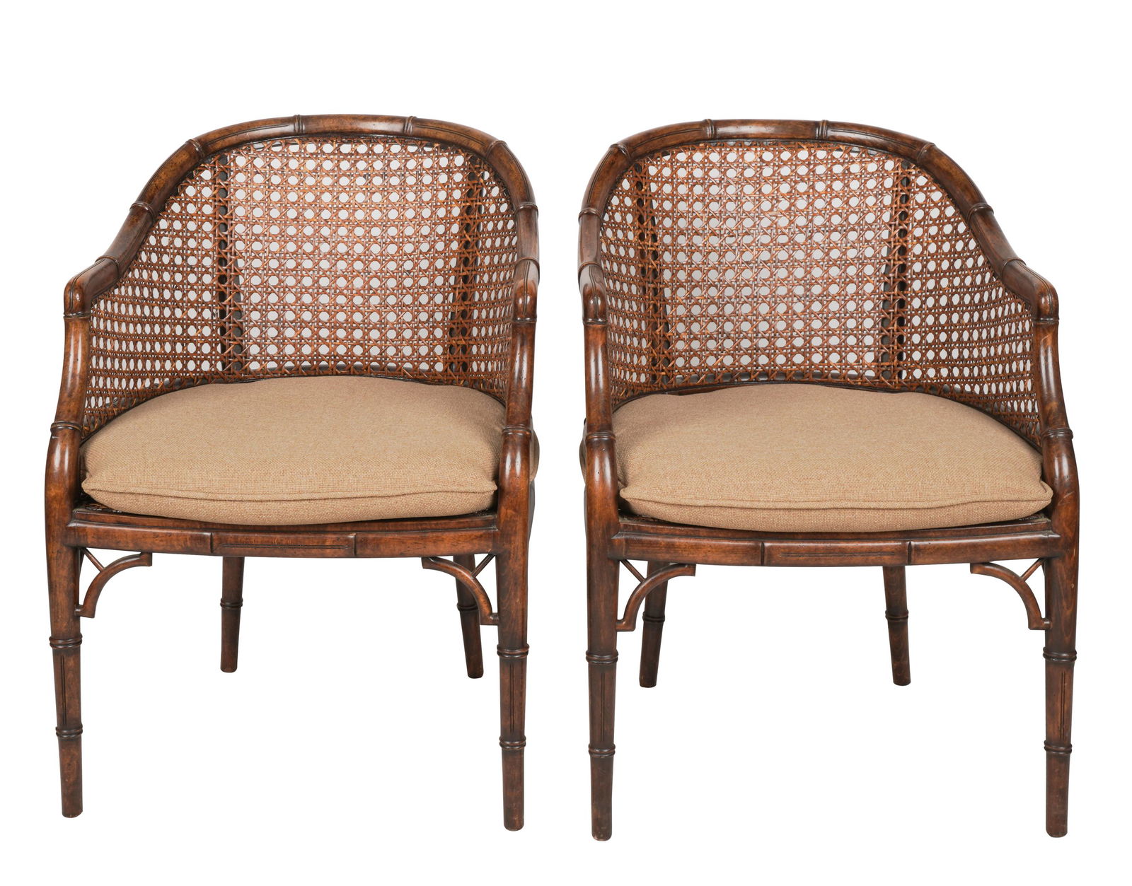 PAIR OF CANED FAUX BAMBOO ARMCHAIRS (1 of 12)