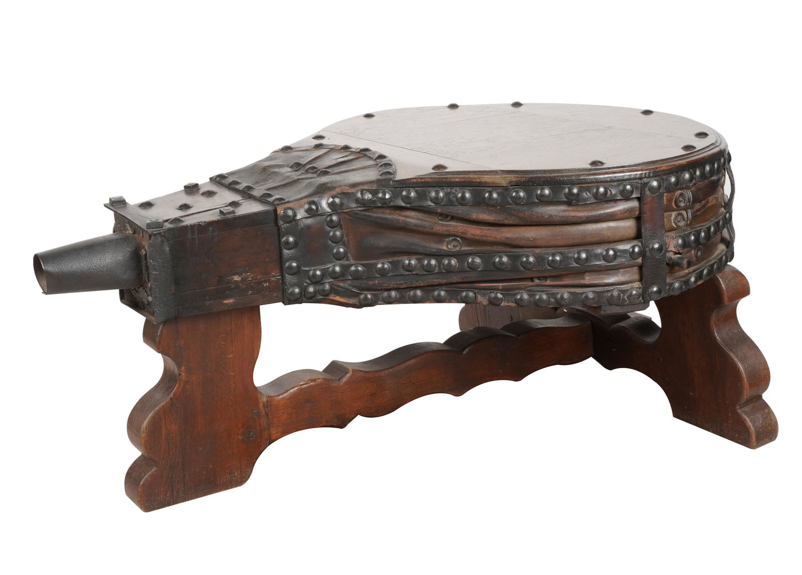 LARGE OAK, LEATHER & IRON BELLOWS (1 of 10)