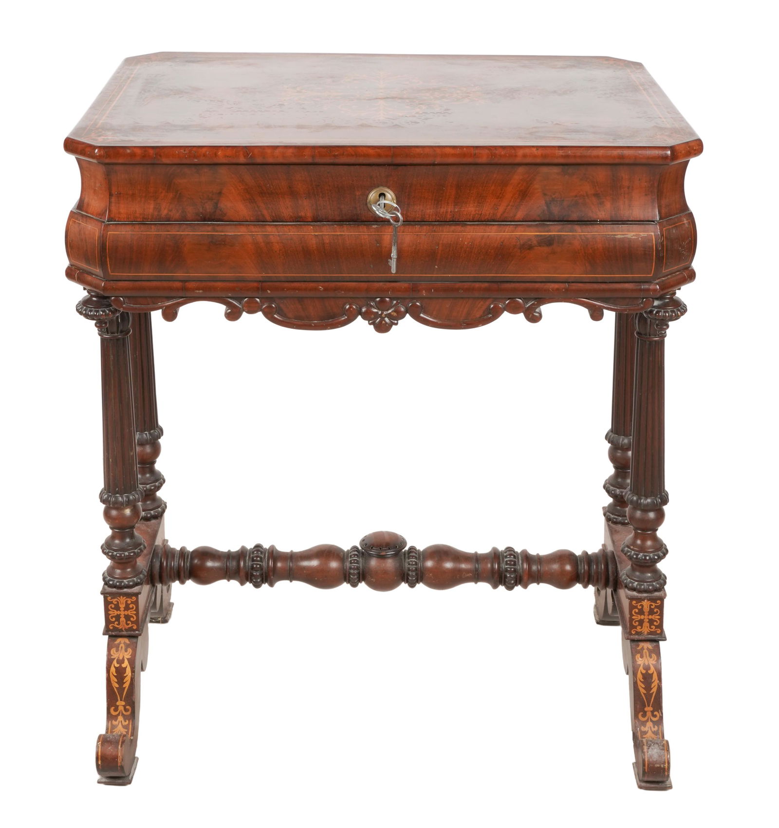 MARQUETRY-INLAID MAHOGANY SEWING TABLE (1 of 11)