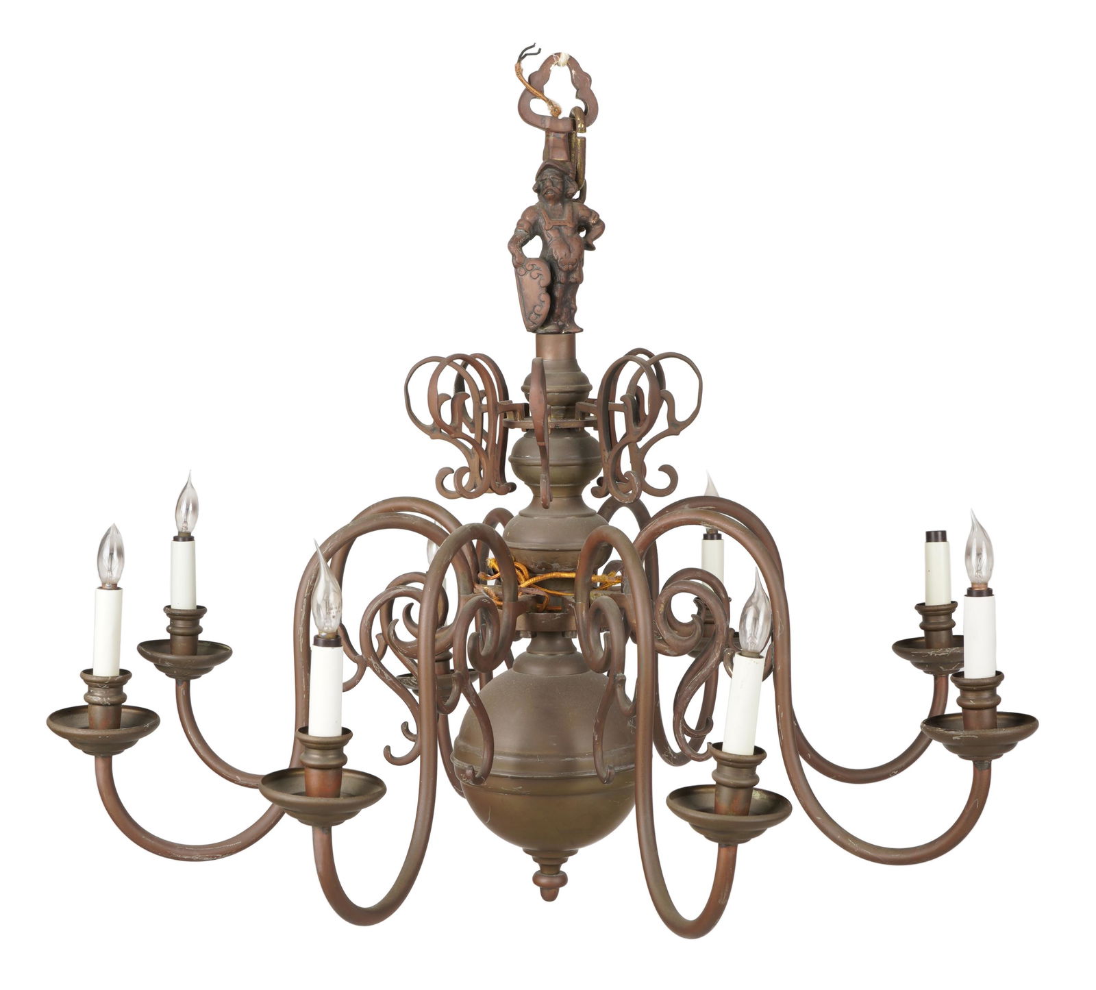 SCANDINAVIAN BAROQUE-STYLE BRASS CHANDELIER (1 of 9)