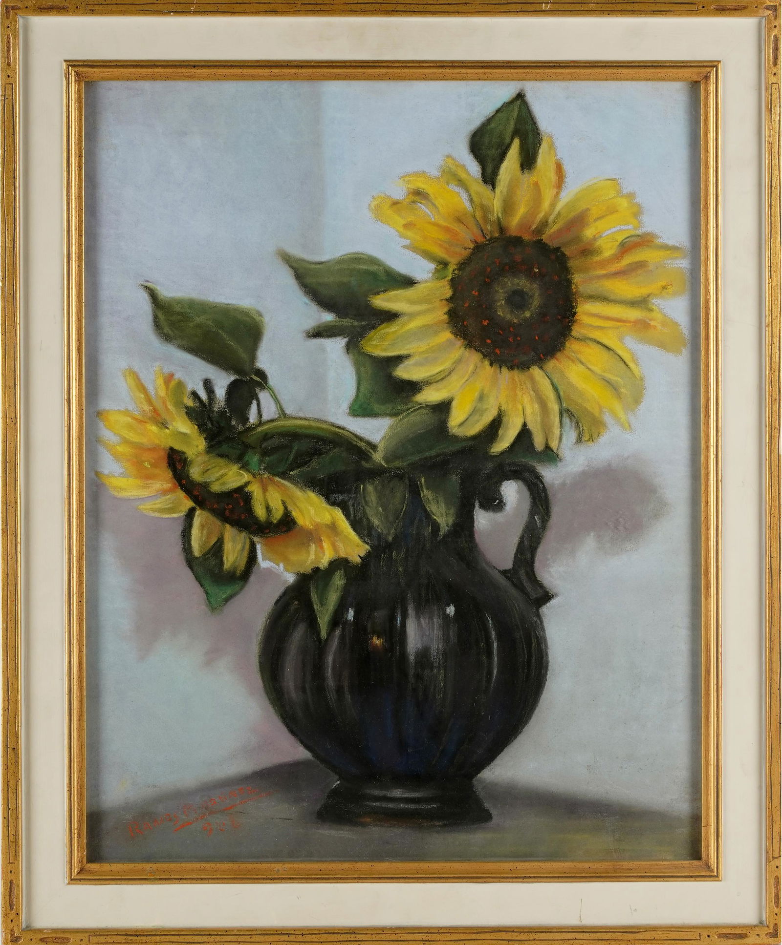 ATTRIB. TO ALFREDO RAMOS MARTINEZ (1871 - 1946): Sunflowers; pastel on paper; signed lower right; Provenance: Ansley Graham, Los Angeles gallery label verso; Provenance: The Estate of Barbara Beretich, Artist and Collector of Art, Claremont, CA; 23