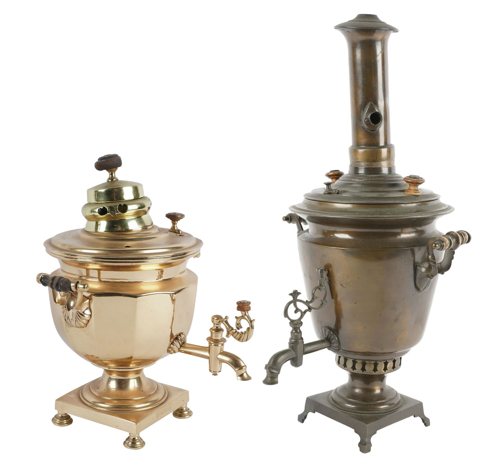 TWO RUSSIAN BRASS SAMOVARS (1 of 16)
