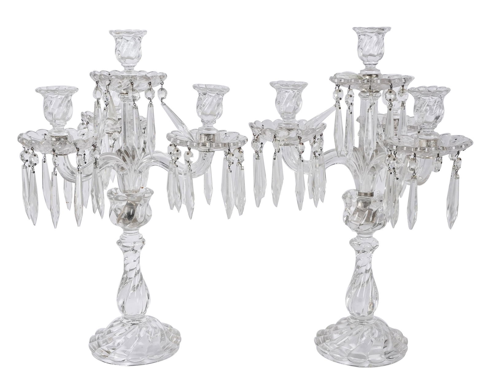 PAIR OF CRYSTAL FOUR-LIGHT CANDELABRA (1 of 10)