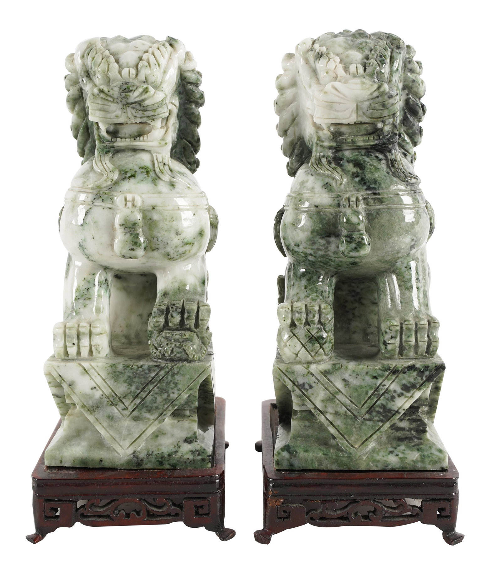 PAIR OF CHINESE CARVED STONE FOO LIONS (1 of 13)