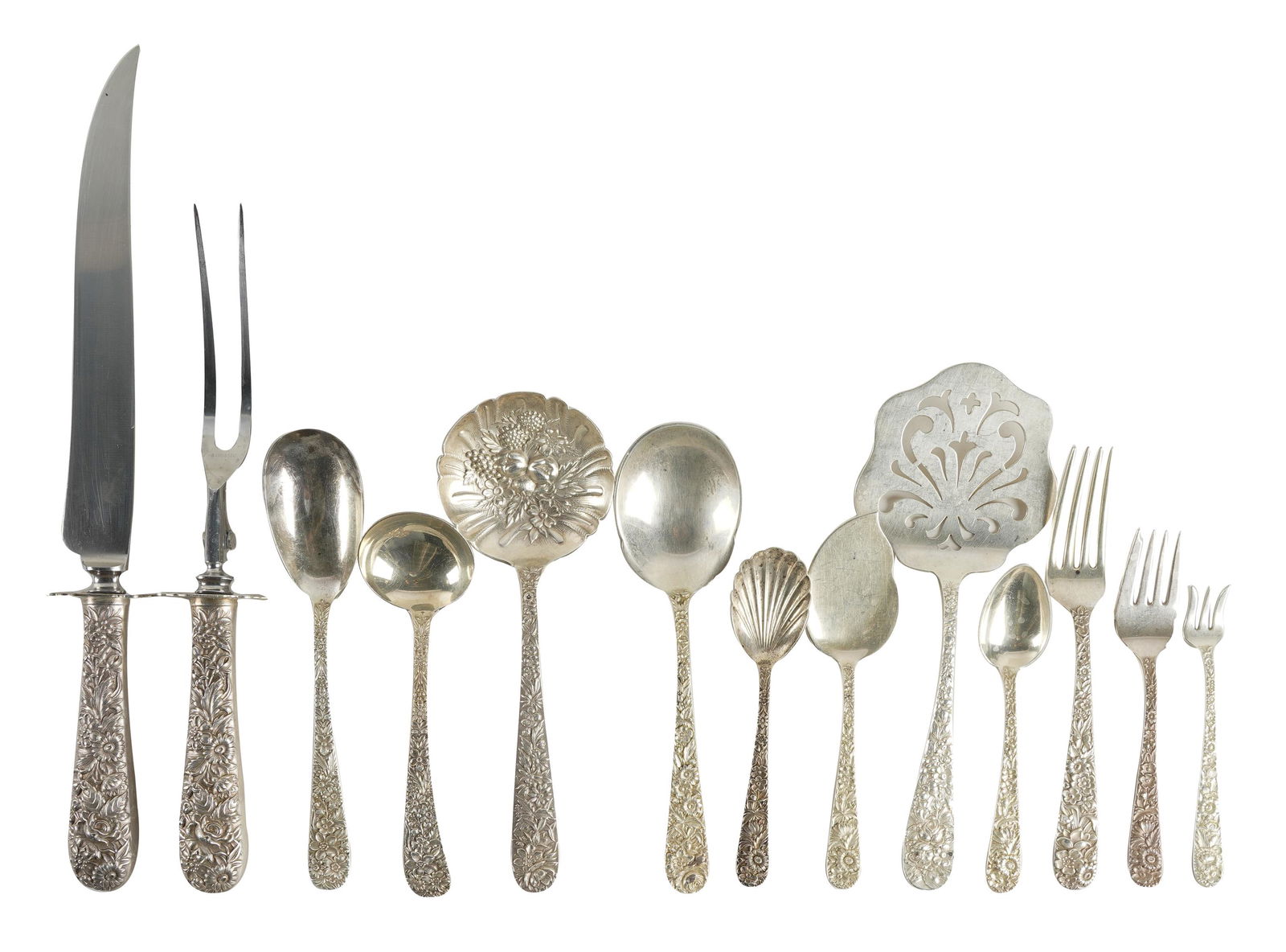 S. KIRK & SON "REPOUSSE" STERLING FLATWARE SERVICE (1 of 7)