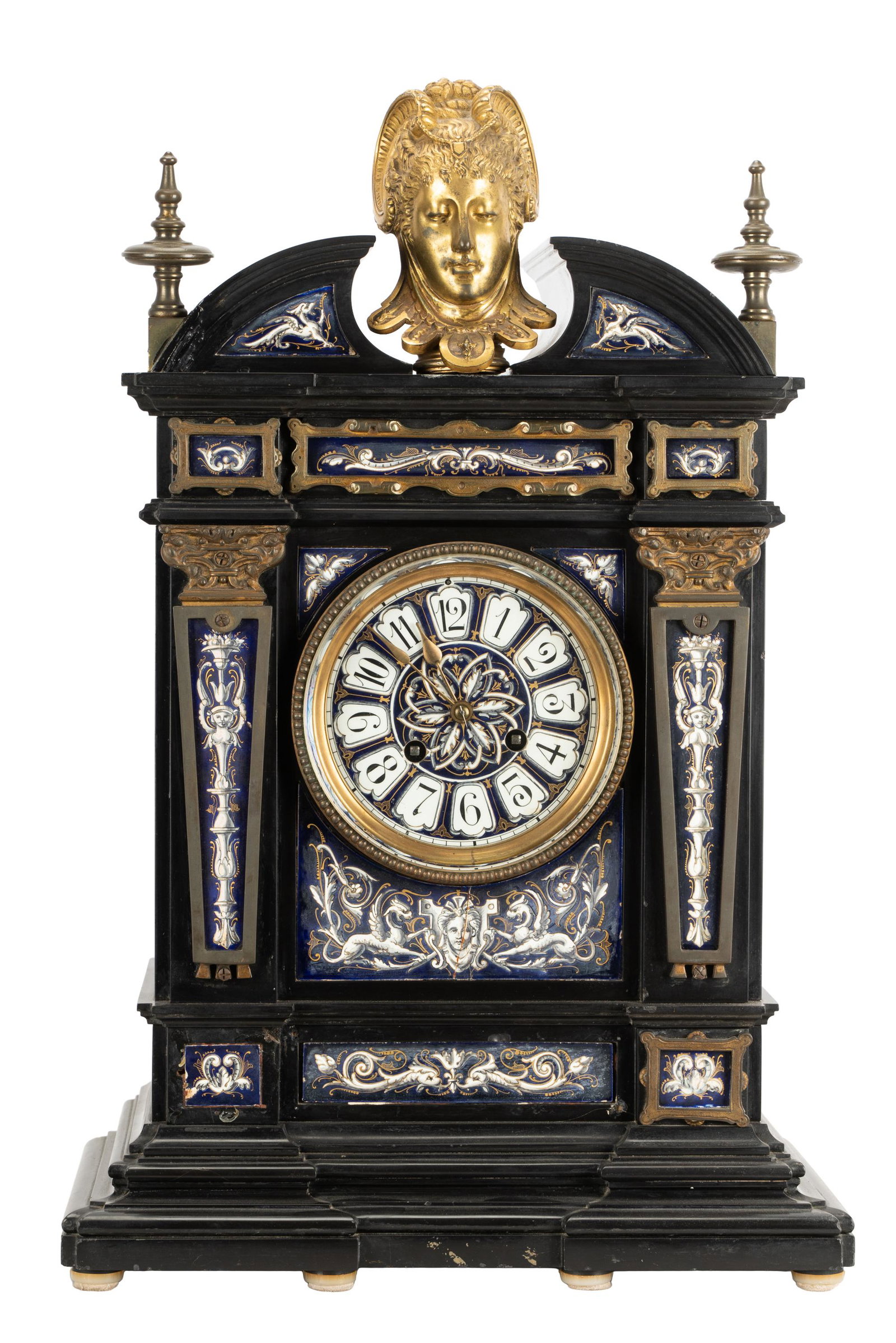FRENCH  SLATE & PORCELAIN MANTEL CLOCK (1 of 16)