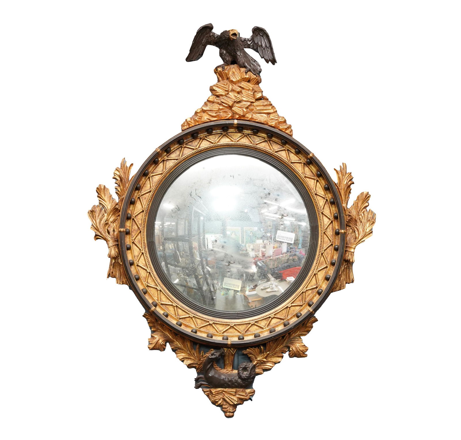 FRENCH EMPIRE-STYLE GILTWOOD CONVEX MIRROR (1 of 7)