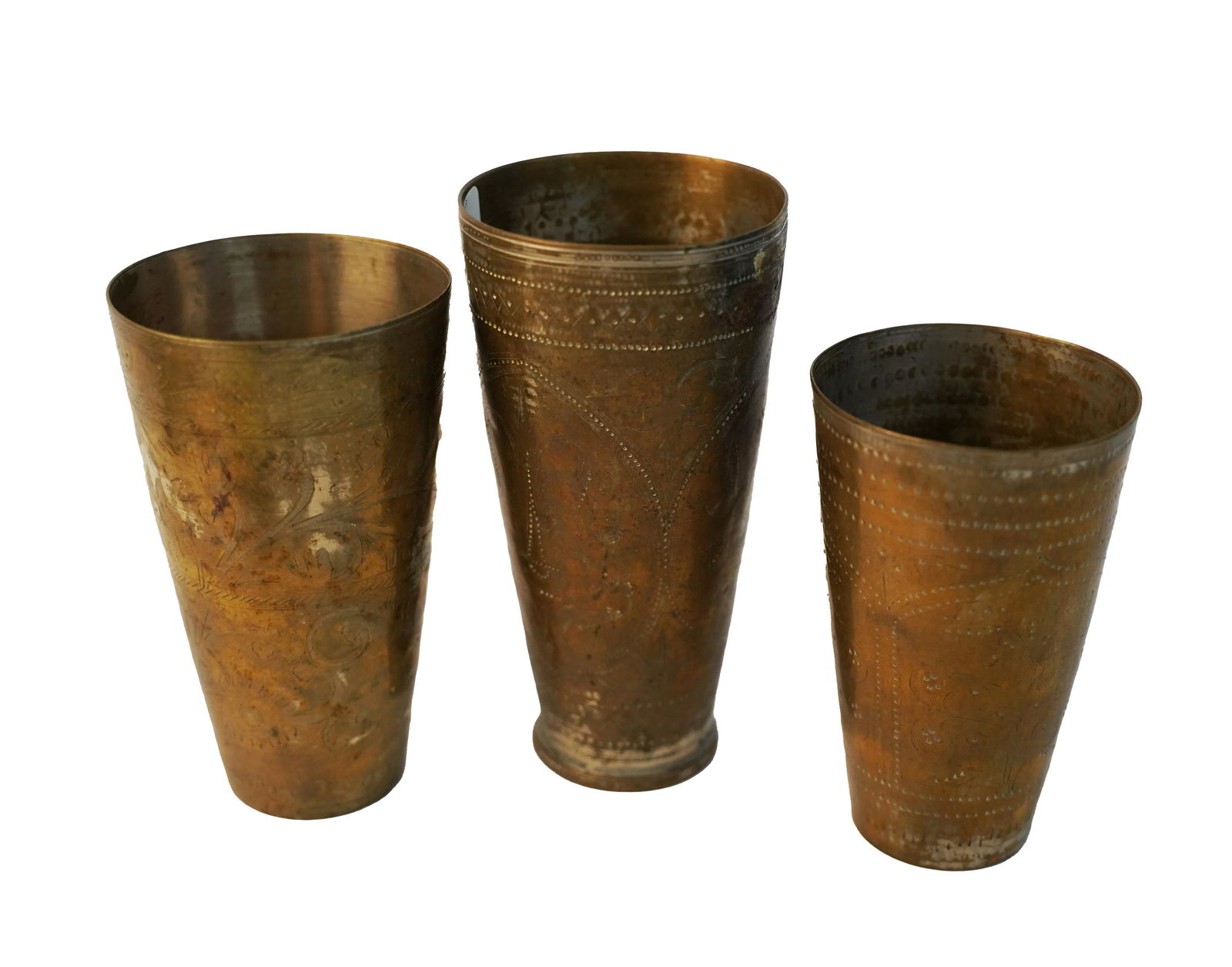 THREE MOROCCAN BRASS VASES (1 of 9)