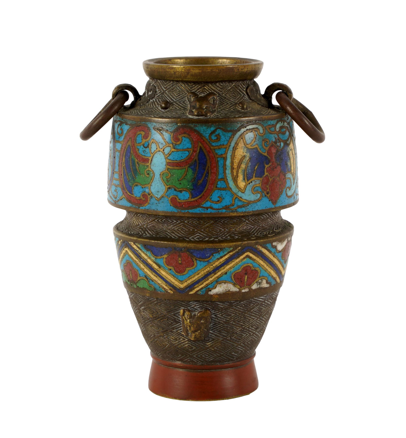 CHINESE CHAMPLEVE ENAMEL & BRONZE VASE (1 of 9)