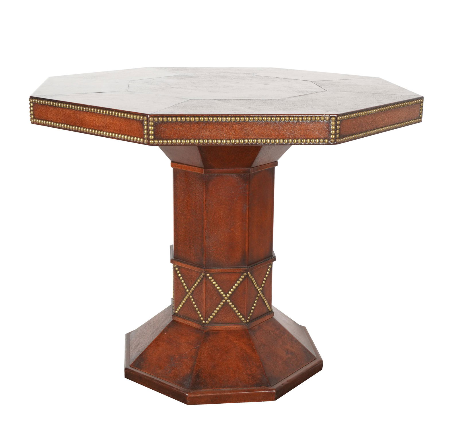 LEATHER-CLAD OCTAGONAL GAMES TABLE (1 of 7)