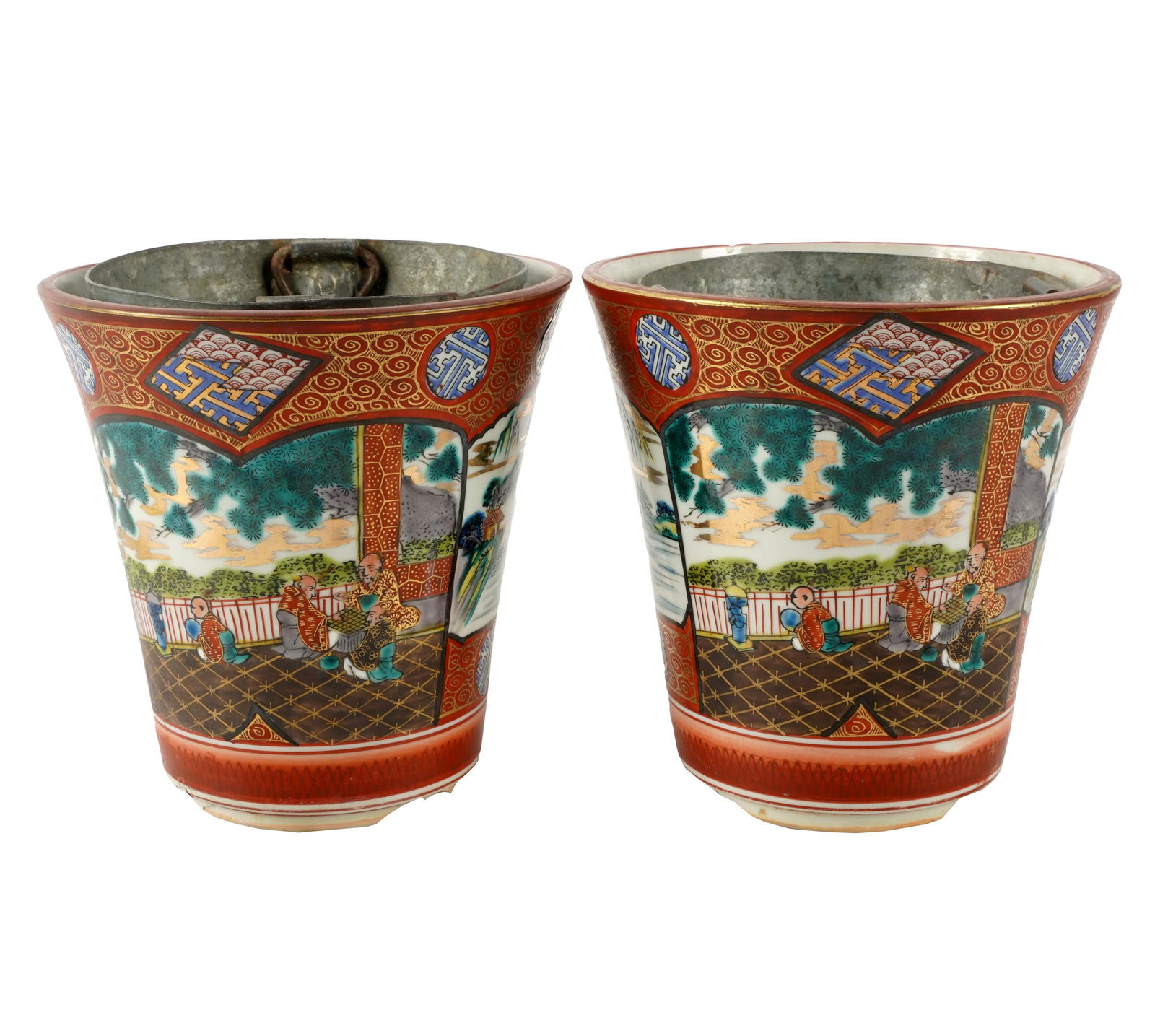 PAIR OF JAPANESE KUTANI CERAMIC PLANTERS (1 of 12)