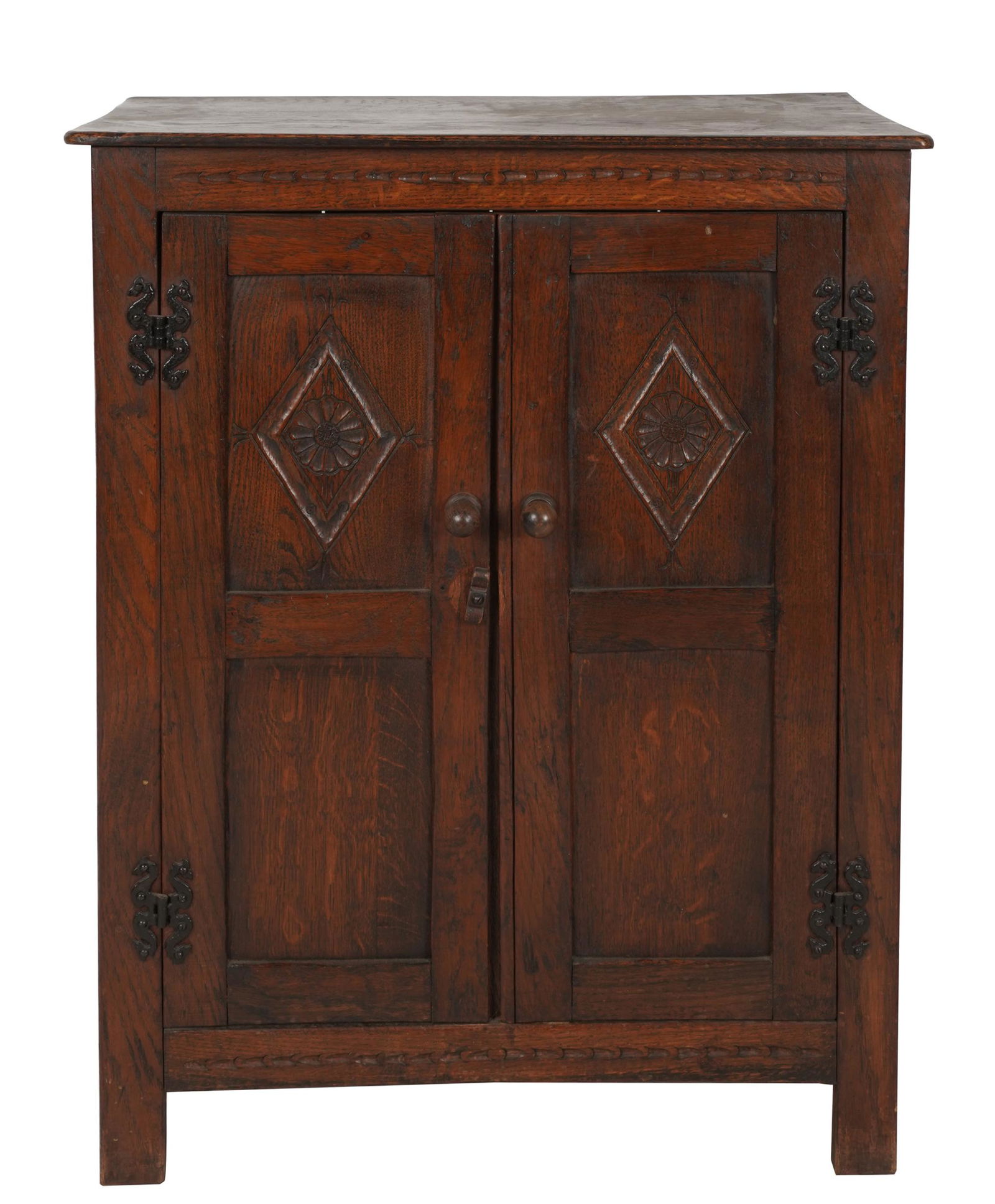BRITTANY-STYLE CARVED OAK SIDE CABINET (1 of 6)