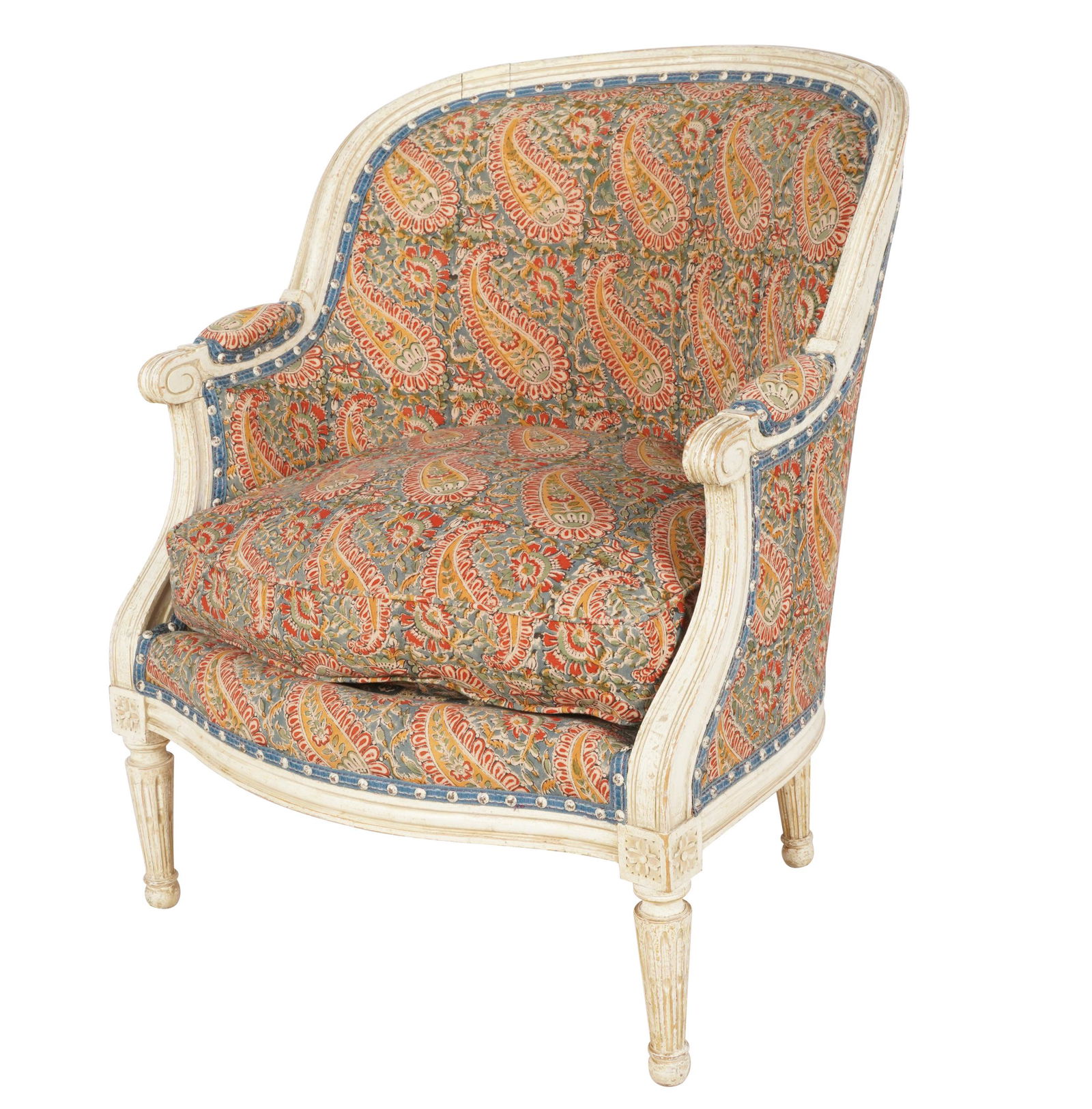 LOUIS XVI-STYLE PAINTED WOOD BERGERE (1 of 8)