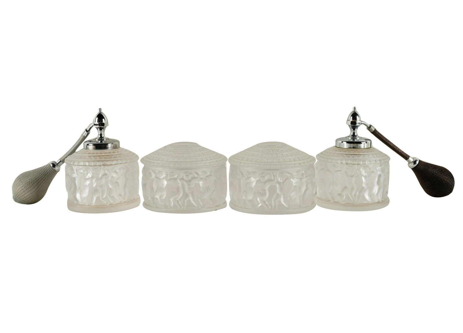 FOUR LALIQUE "ENFANTS" GLASS VANITY ARTICLES (1 of 7)