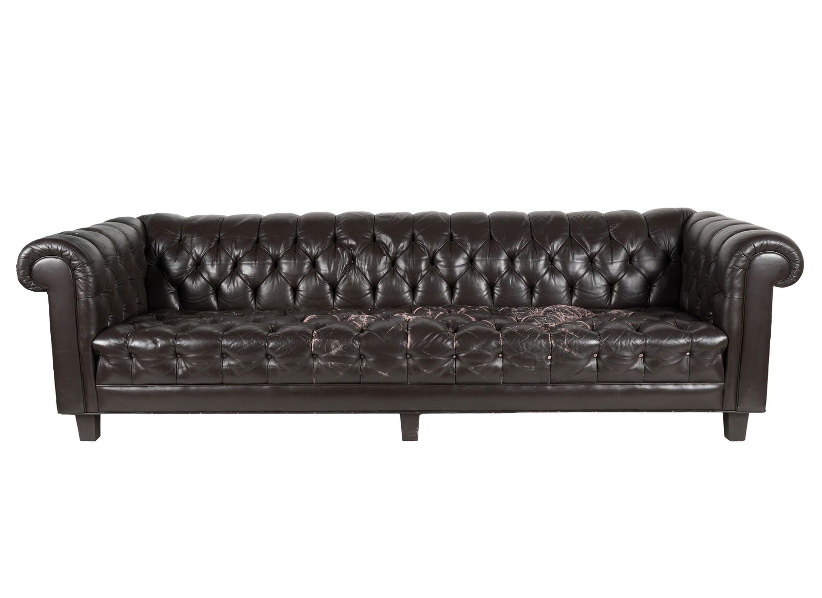 BROWN LEATHER CHESTERFIELD SOFA (1 of 9)