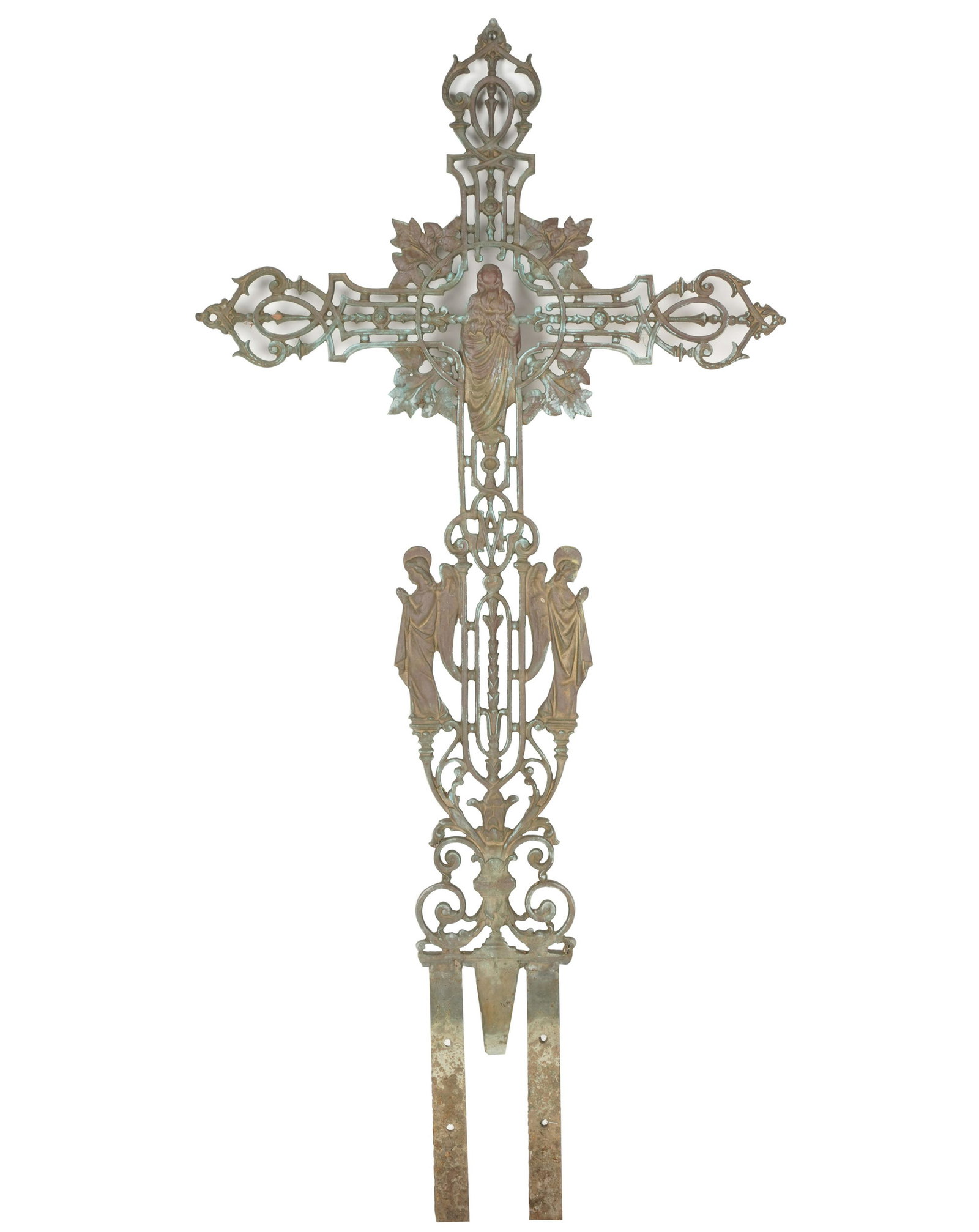 IRON CEMETERY CROSS: Condition: weathered; Provenance: The Estate of Barbara Beretich, Artist and Collector of Art, Claremont, CA; 56 x 27 inches