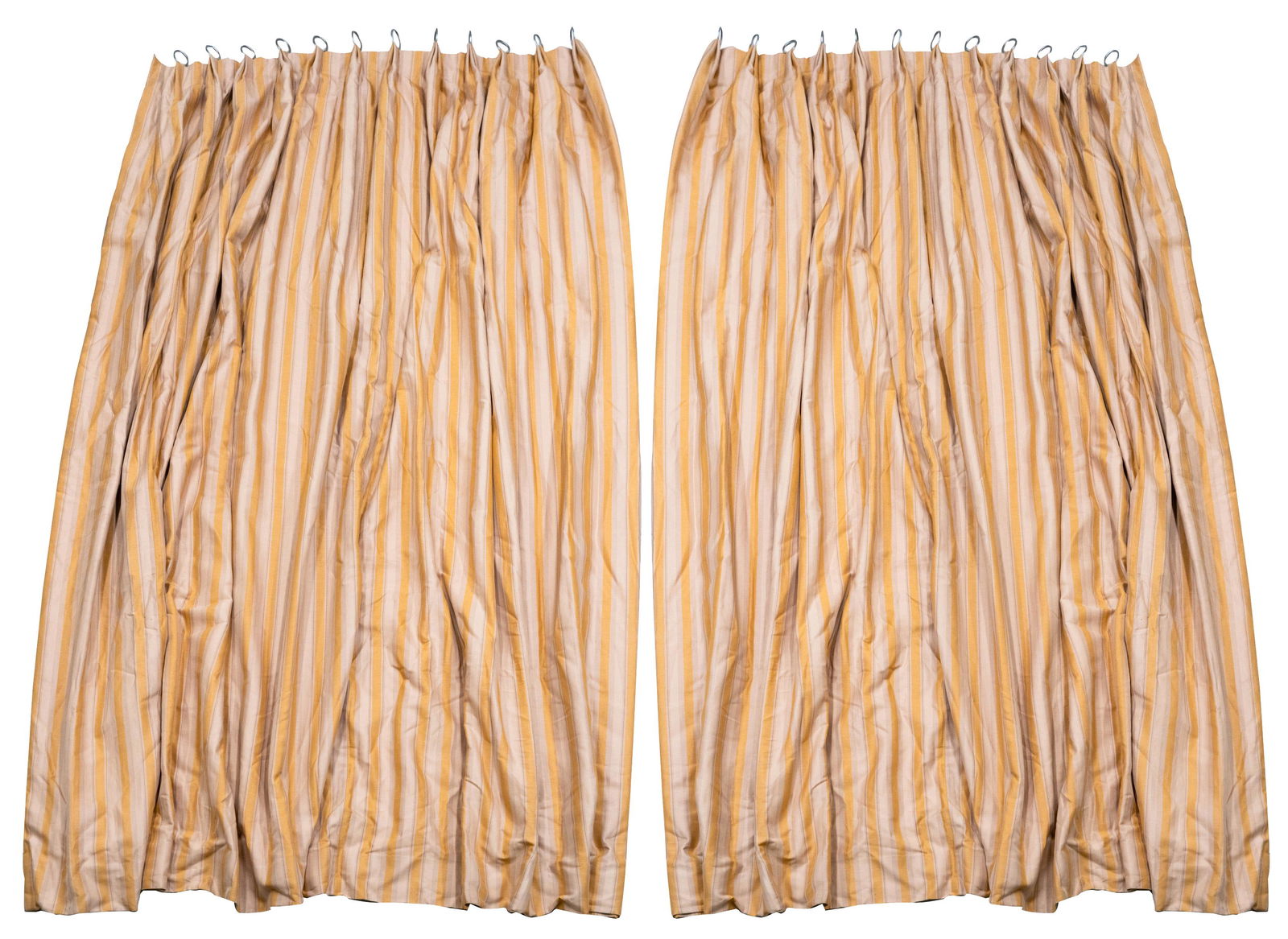 SIX MICHAEL SMITH BEIGE & GOLD FABRIC CURTAIN PANELS (1 of 12)