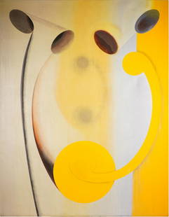 GARY STEPHAN (B. 1942): "GUEST ICE": 1986; acrylic on canvas; signed, dated, and titled verso; unframed; Provenance: Mary Boone gallery label verso; 108 x 84 inches