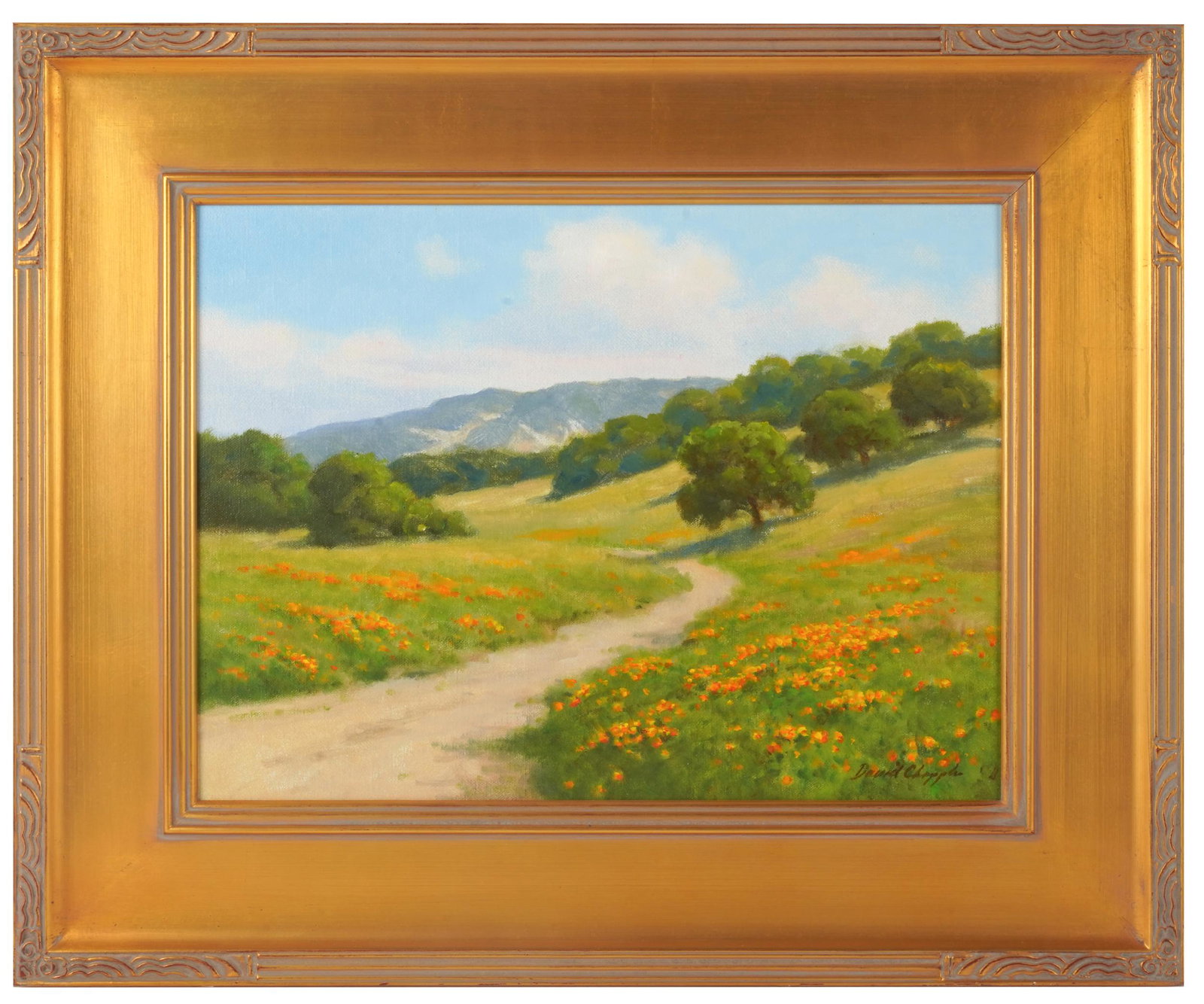 DAVID CHAPPLE (B. 1947): CENTRAL COAST: oil on board; signed lower right; 12 x 16 inches; 18 1/2 x 22 1/2 inches frame