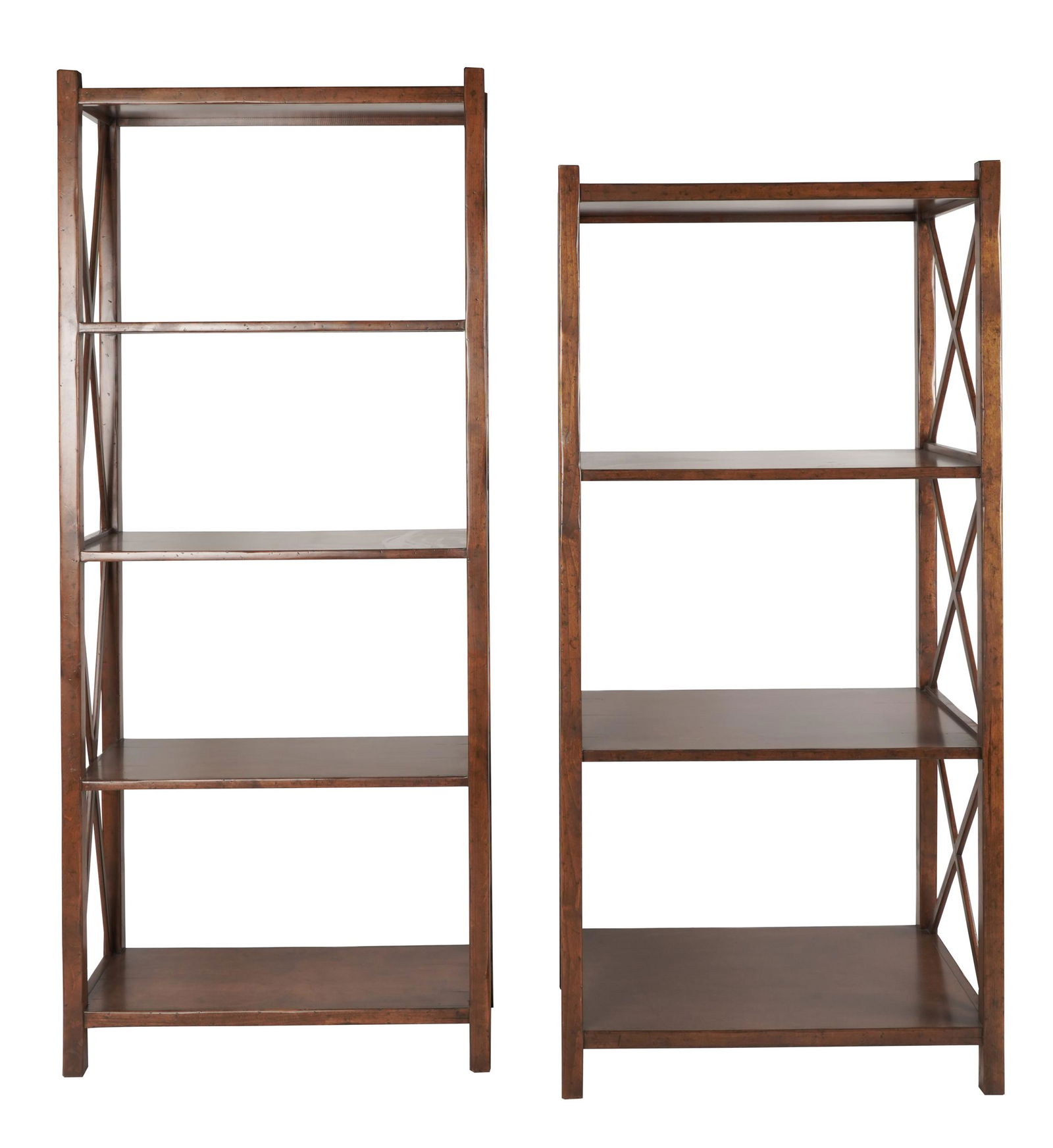 THREE RUSTIC-STYLE STAINED WOOD ETAGERES (1 of 13)